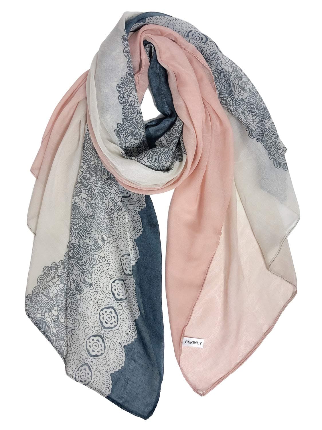 GERINLY Lightweight Scarves: Fashion Lace Print Shawl Wrap For Women
