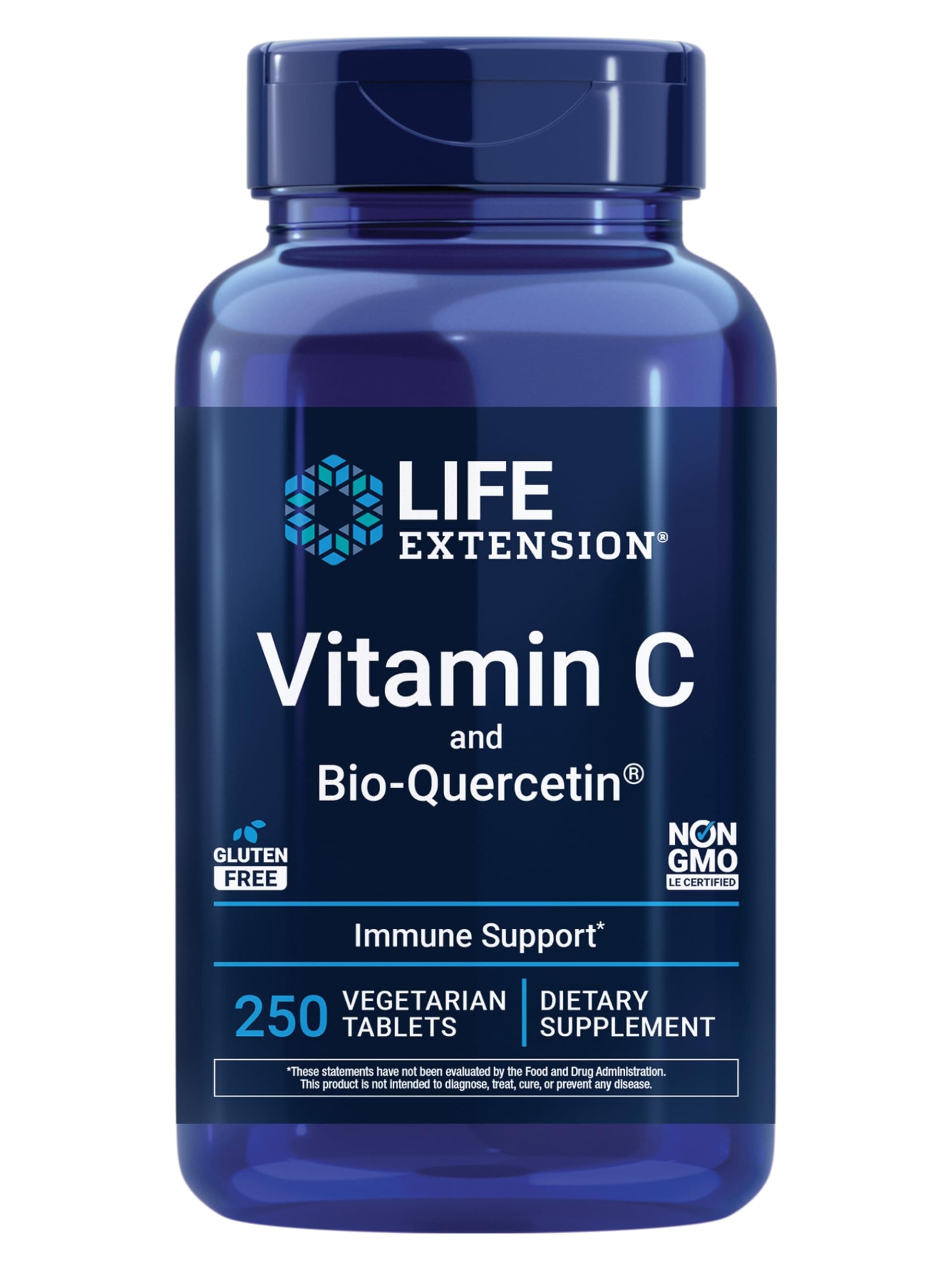 Vitamin C & Bio-Quercetin Phytosome – for Immune Support & Anti-Aging – Promotes Collagen Formation and Iron Uptake - Gluten-Free, Non-GMO – 250 Vegetarian Tablets
