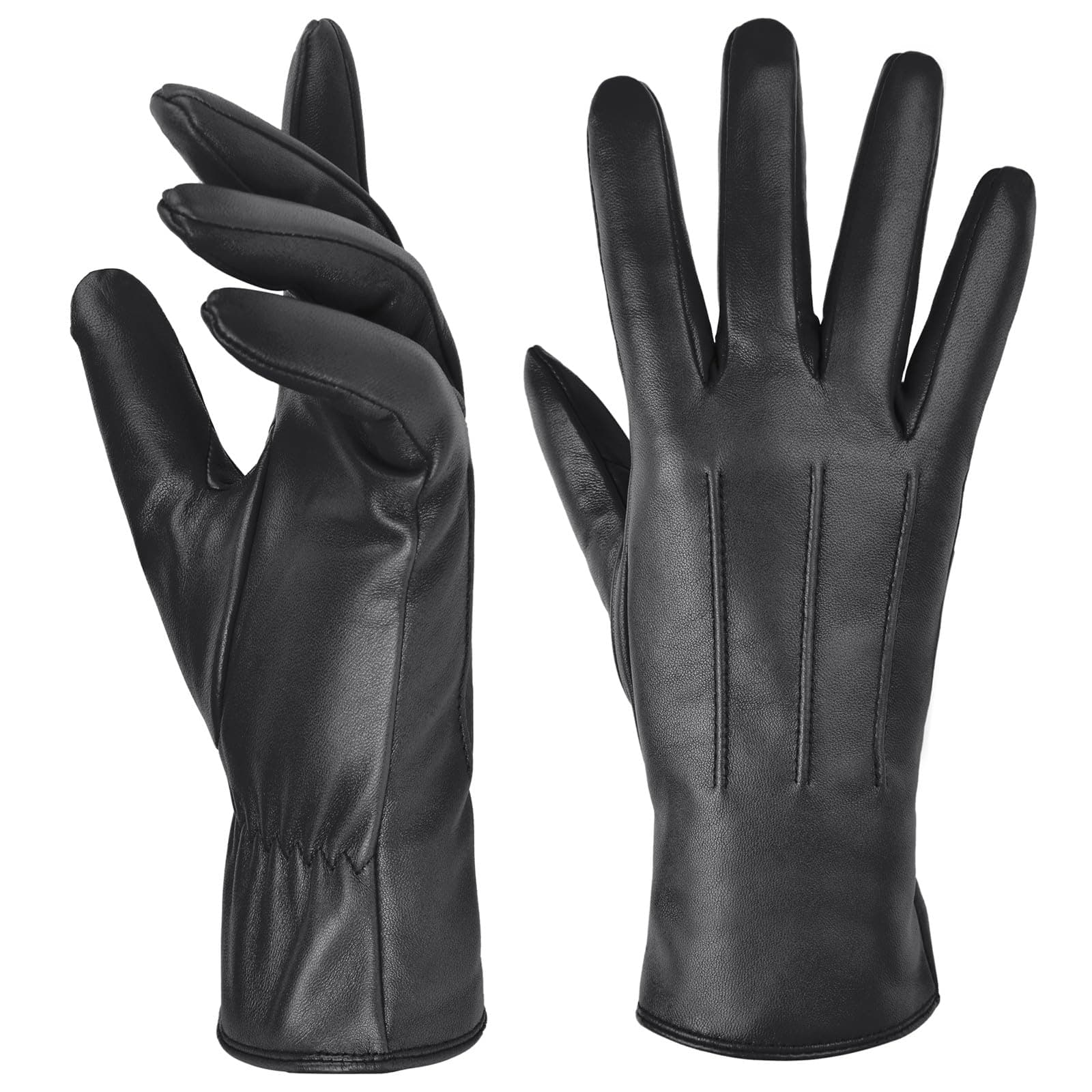 Womens Winter Warm Cashmere Lining Touchscreen Texting Warm Driving Lambskin Leather Gloves GL017