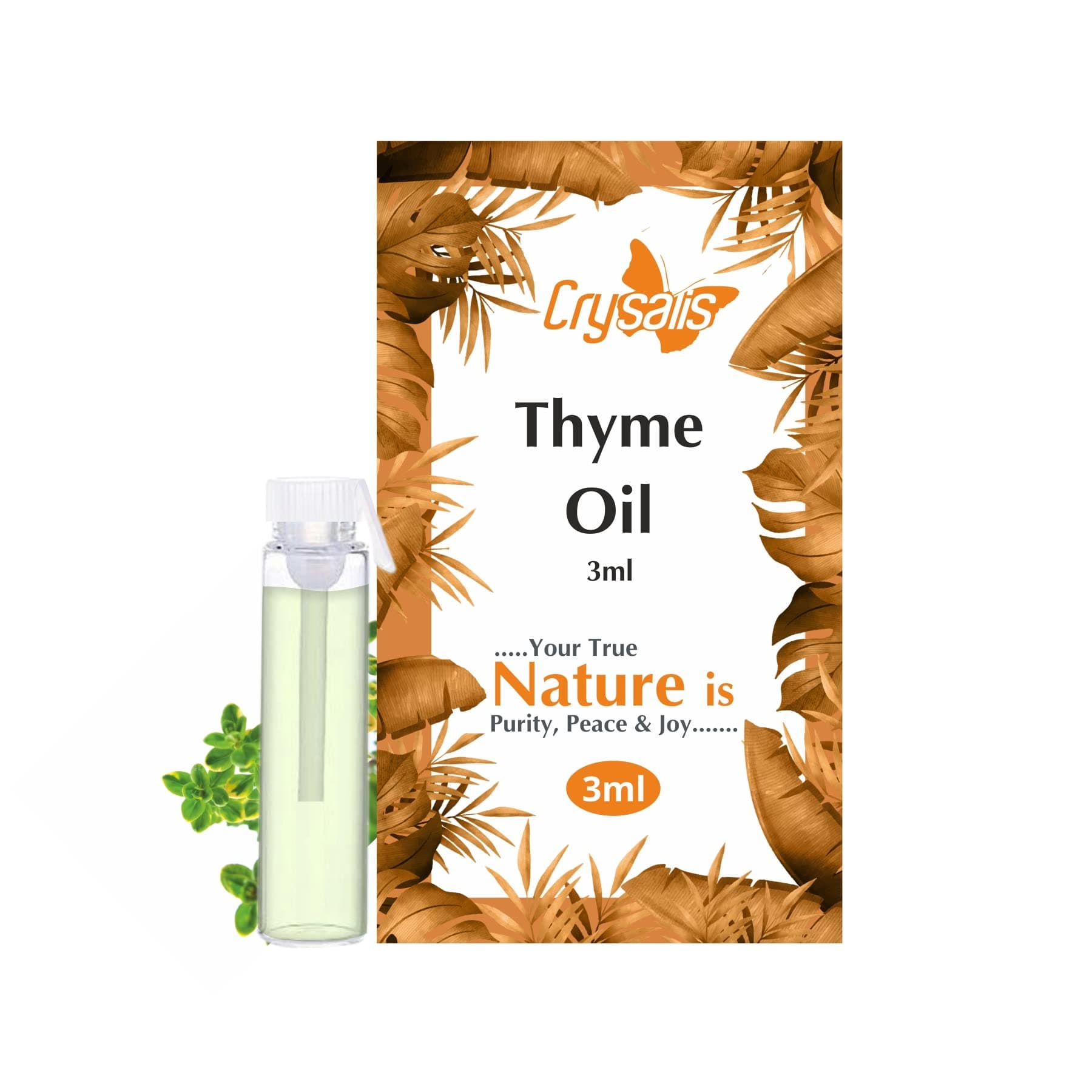 CRYSALISThyme (Thymus Vulgaris) Oil |100% Pure & Natural Undiluted Essential Oil Organic Standard Thyme Oil Rejuvenates 3ML