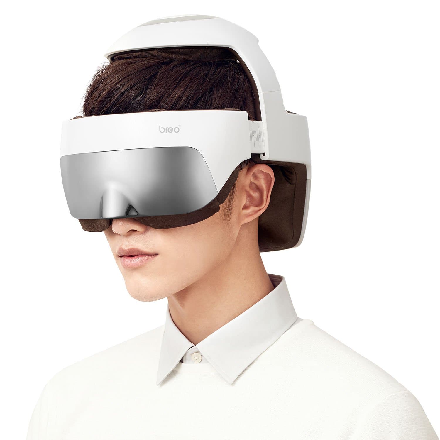 Breo iDream5 Head Massager, Rechargeable Eye Massager 2-in-1 Electric Helmet Massager with Heat, Air Compression, APP Control Neck Massager for Stress Relief and Deep Sleeping