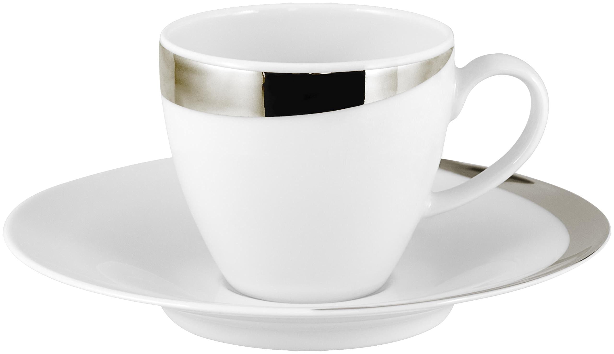 Porcel Ballerina – Cup with Saucer, 6.5 cm, White and Silver