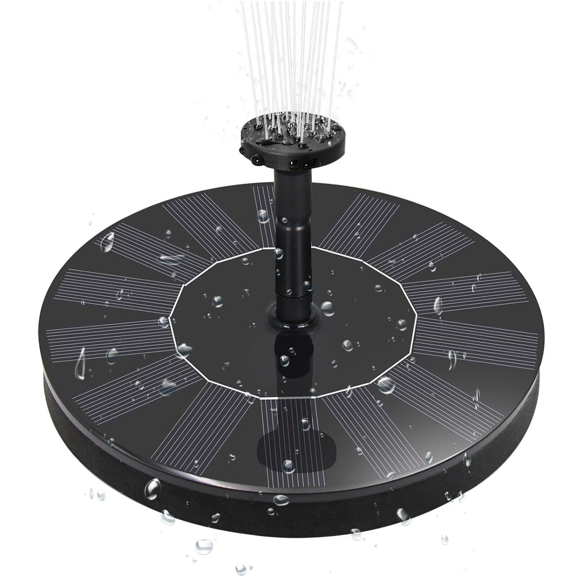 Kaipu Solar Fountain Pump with 4 Spray Heads, 1.4 W Excellent submersible water pump Panel Kit for Garden Birdbath, Pond Swimming Pool, Bird Bath, Small Pond, Garden and Lawn