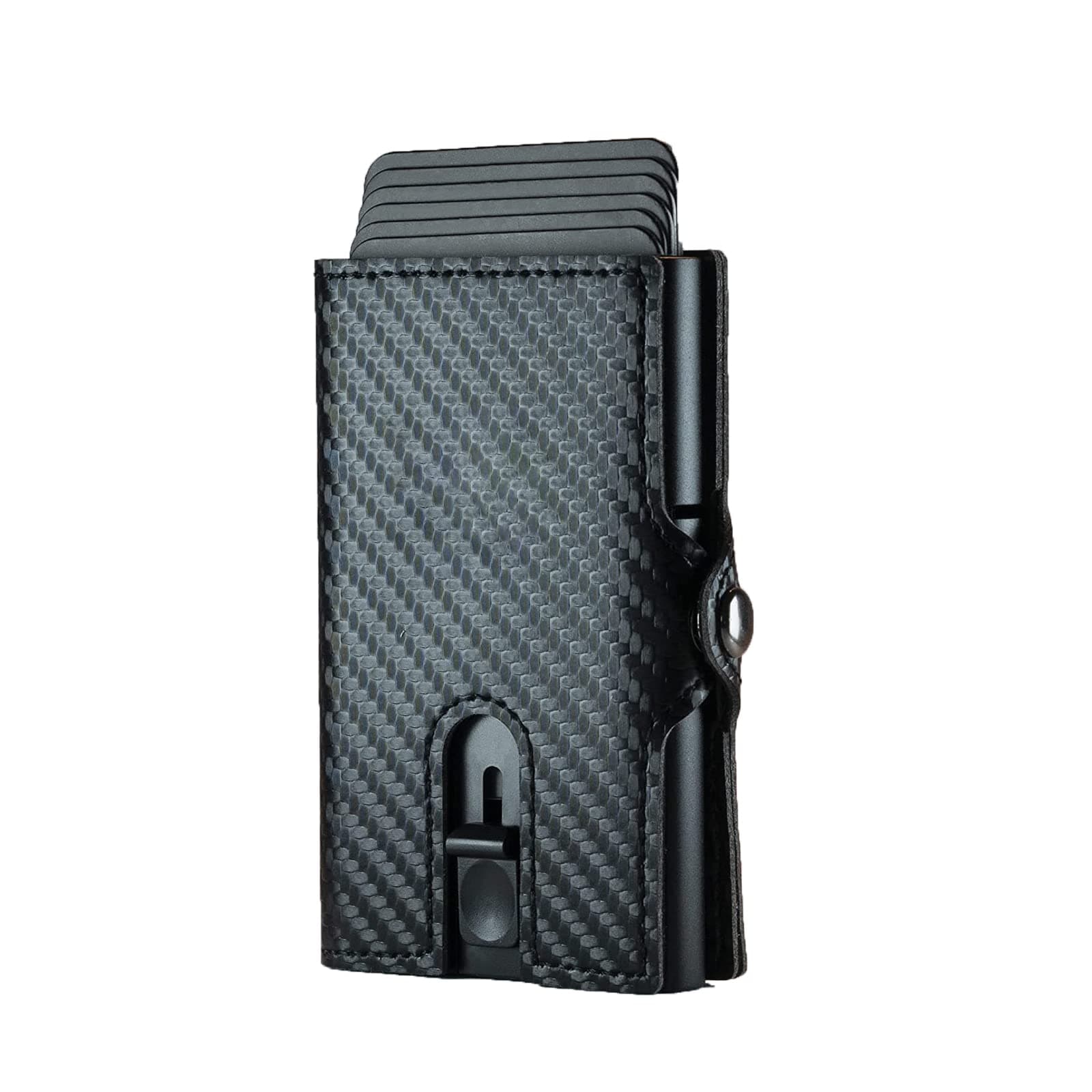 Carbon Flick Wallets for Men | Minimalist Slim Pop Up Wallet| RFID Blocking Metal Credit Card Holder | Slim Front Pocket Wallet, with Coin Pocket (Carbon Black)
