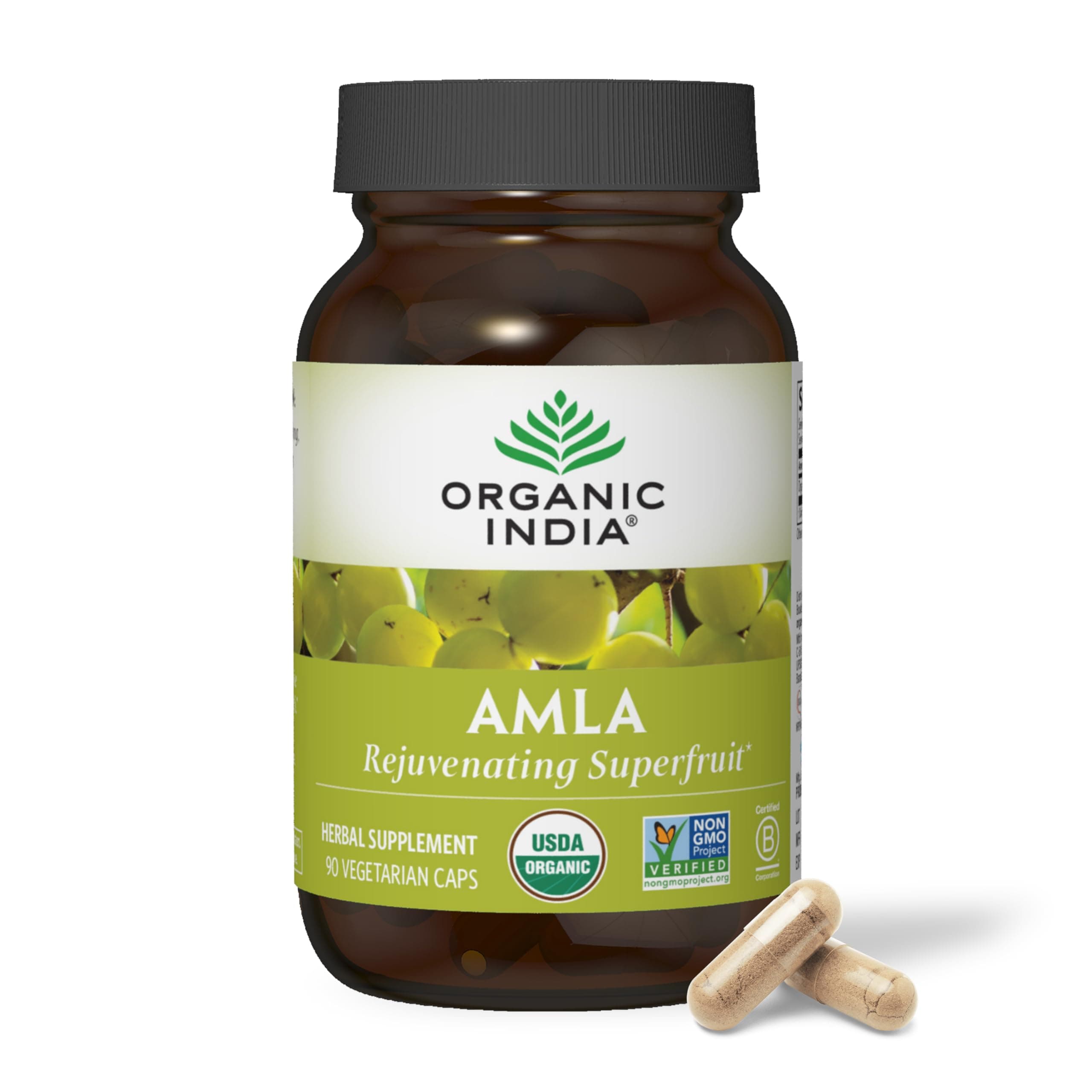 Organic India Amalaki | With Vitamin C & Antioxident Boost | Detoxifies And Rejuvenates The Digestive System | Reduce Acidity | 90 Vegtable Capsules