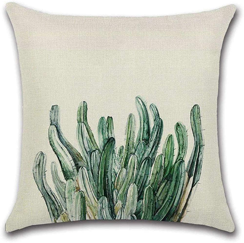 Pillowslip Cactuses Green Plants Nursery Cocuh Printing Bedding Living Room Office 45X45Cm Square Gift Pillowcase Cushion Case Christmas Colorful Pillowslip Pillow Covers Zipper S