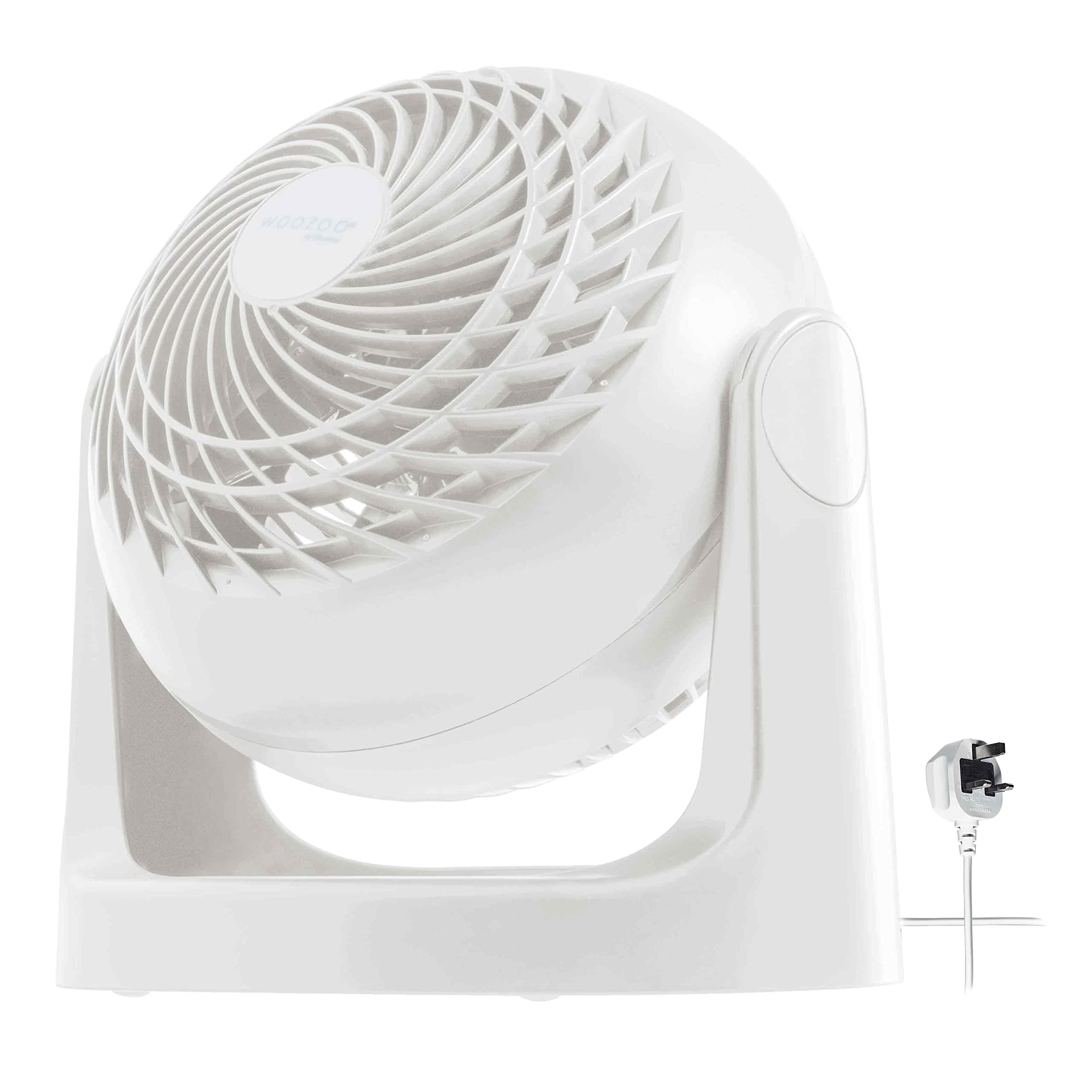 Woozoo by Ohyama, Powerful, silent desk fan/table fan, 30W, 13m², Patented 3D propellers, 360° rotation, 3 speeds, For office, living room, next to bed - Woozoo PCF-HE15 - White [UK model]