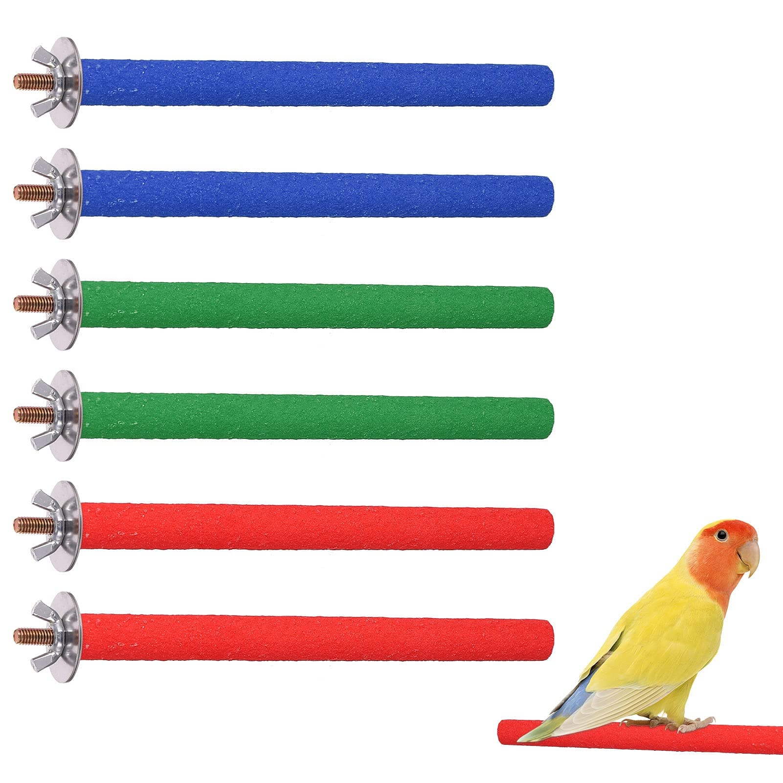 6 Pcs Parrot Perches Bird Paw Grinding Stick Wooden Perch Stand for Bird Cockatiel Budgie stand for Cage Training,20cm