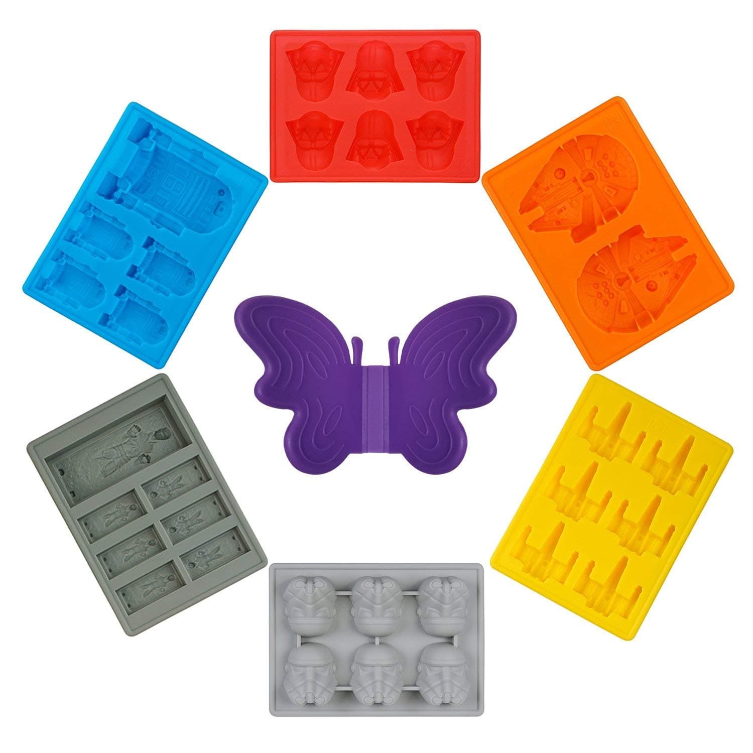 Star Wars Ice Trays, Silicone Ice Moulds, 6 x Ice Cube Moulds for Candy, Chocolate, Desserts, Baking Soap and Cooling Wines