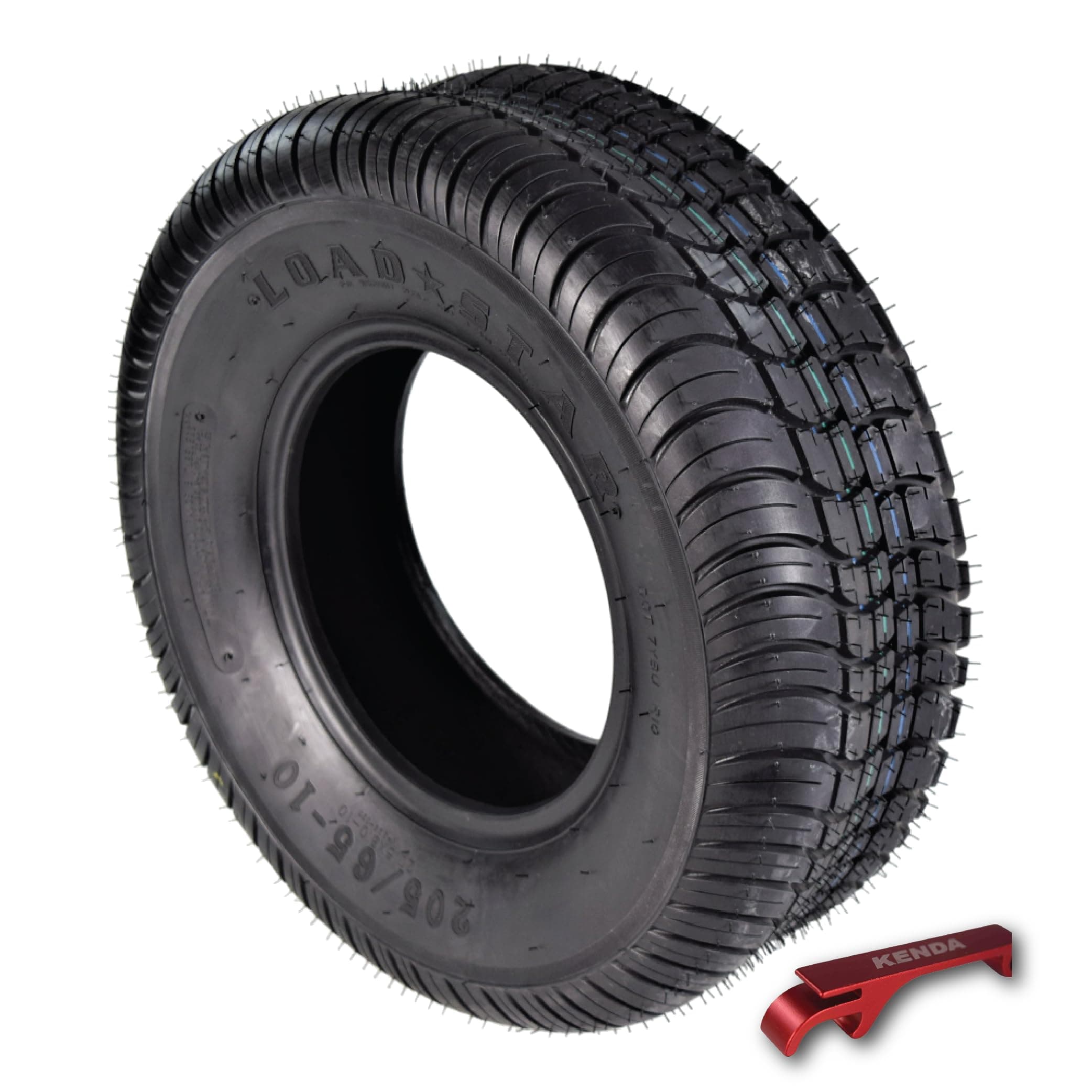 Kenda K399 205/65-10 Loadstar Trailer Tire Bias-Ply Tire for Superior Towing Performance with Enhanced Stability for Utility Trailers, Cargo Trailers, and Boats with Kenda Keychain