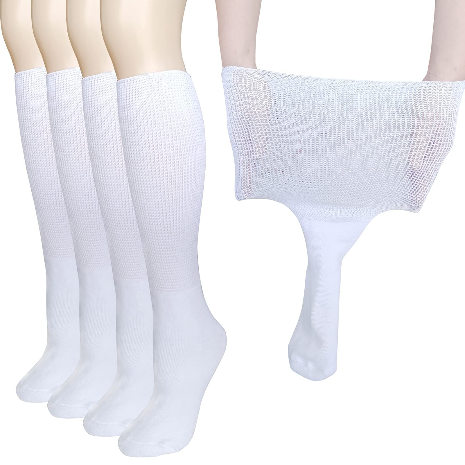 Extra Wide Socks for Lymphedema Swollen Feet Leg, Bariatric Socks, Cast Boot Sock, Diabetic Non Binding Neuropathy Swelling Women Men 2 Pairs