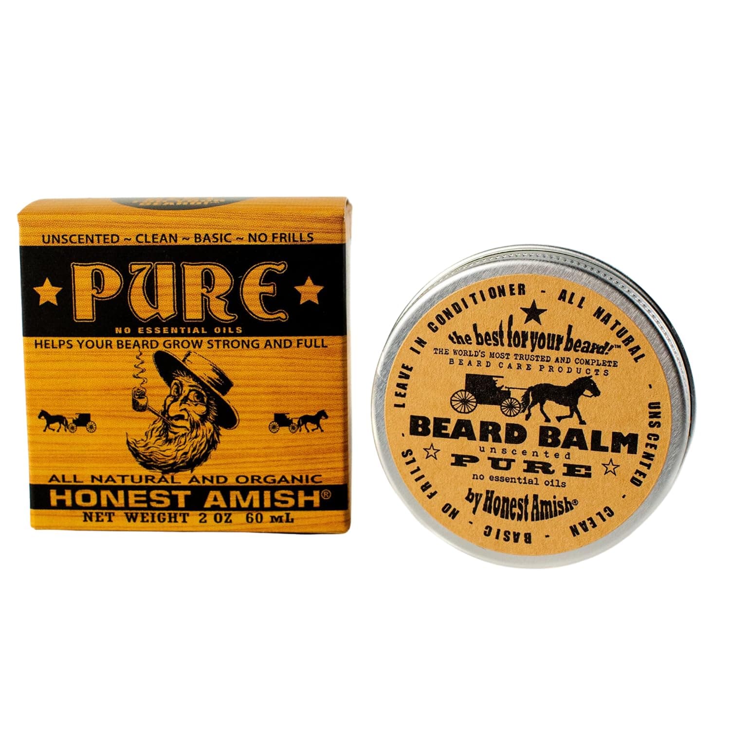 PURE - Fragrance Free Beard Balm - All Natural - 2 ounce