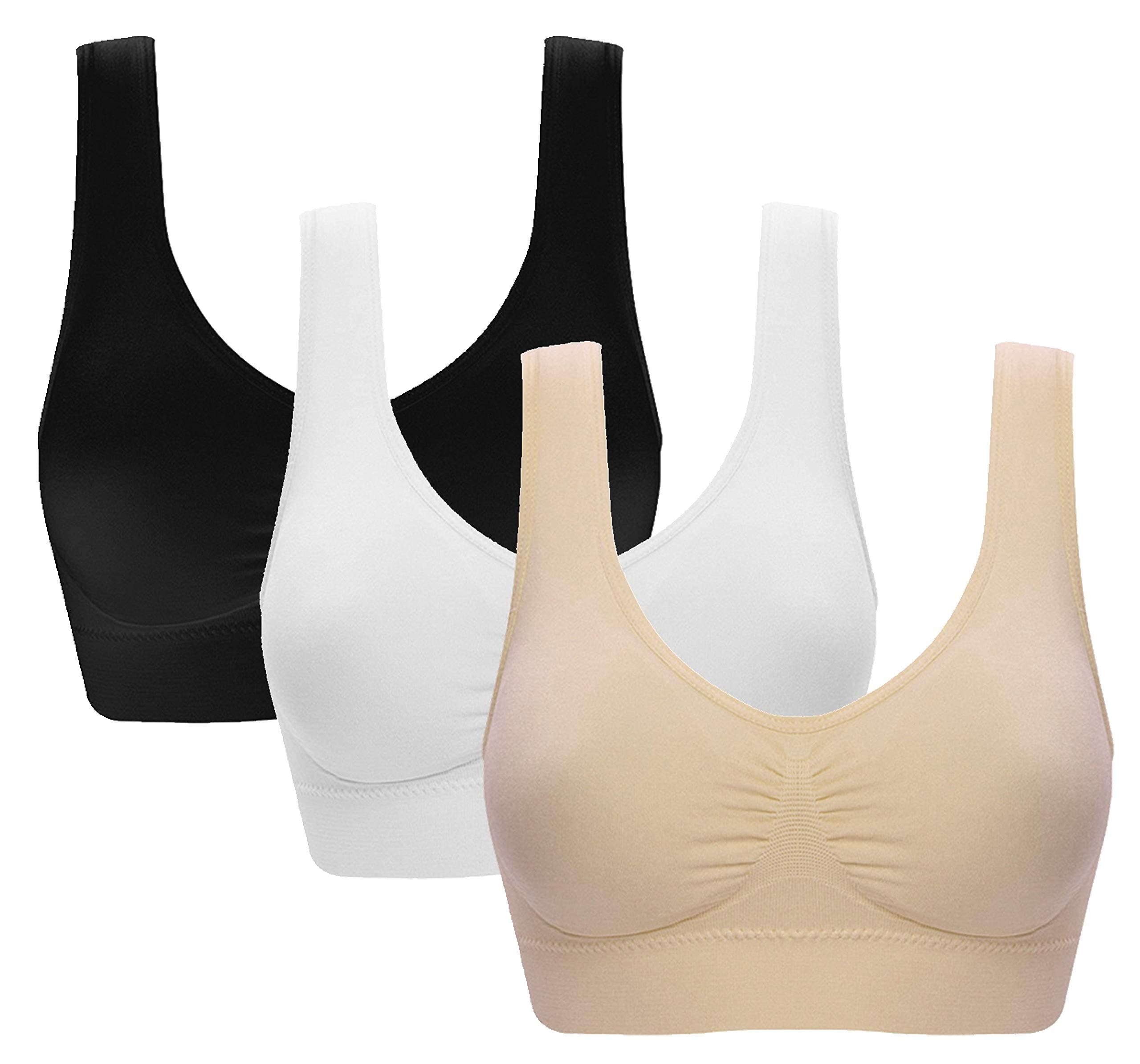 Women's 3 Pack Seamless Comfortable Sports Bra with Removable Pads