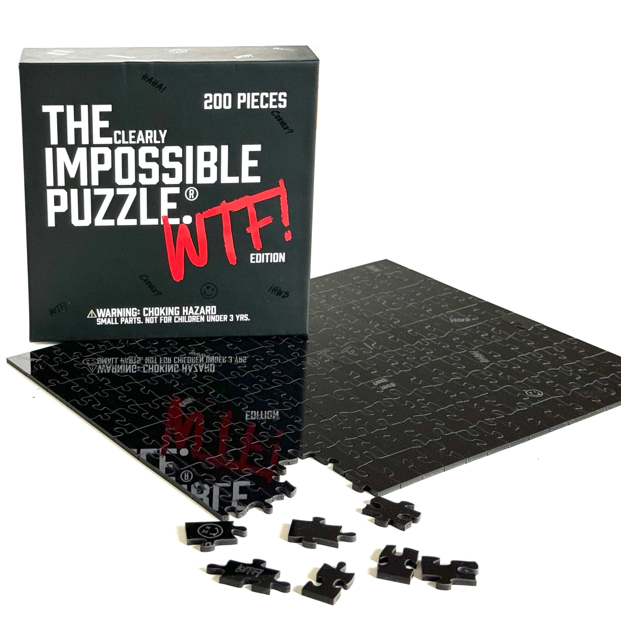 The Clearly Impossible Puzzle 100, 200, 500, 1000 Pieces Hard Puzzle for Adults Cool Difficult Clear Brain Teaser - Difficult Funny for Adults (200 Piece WTF Edition)