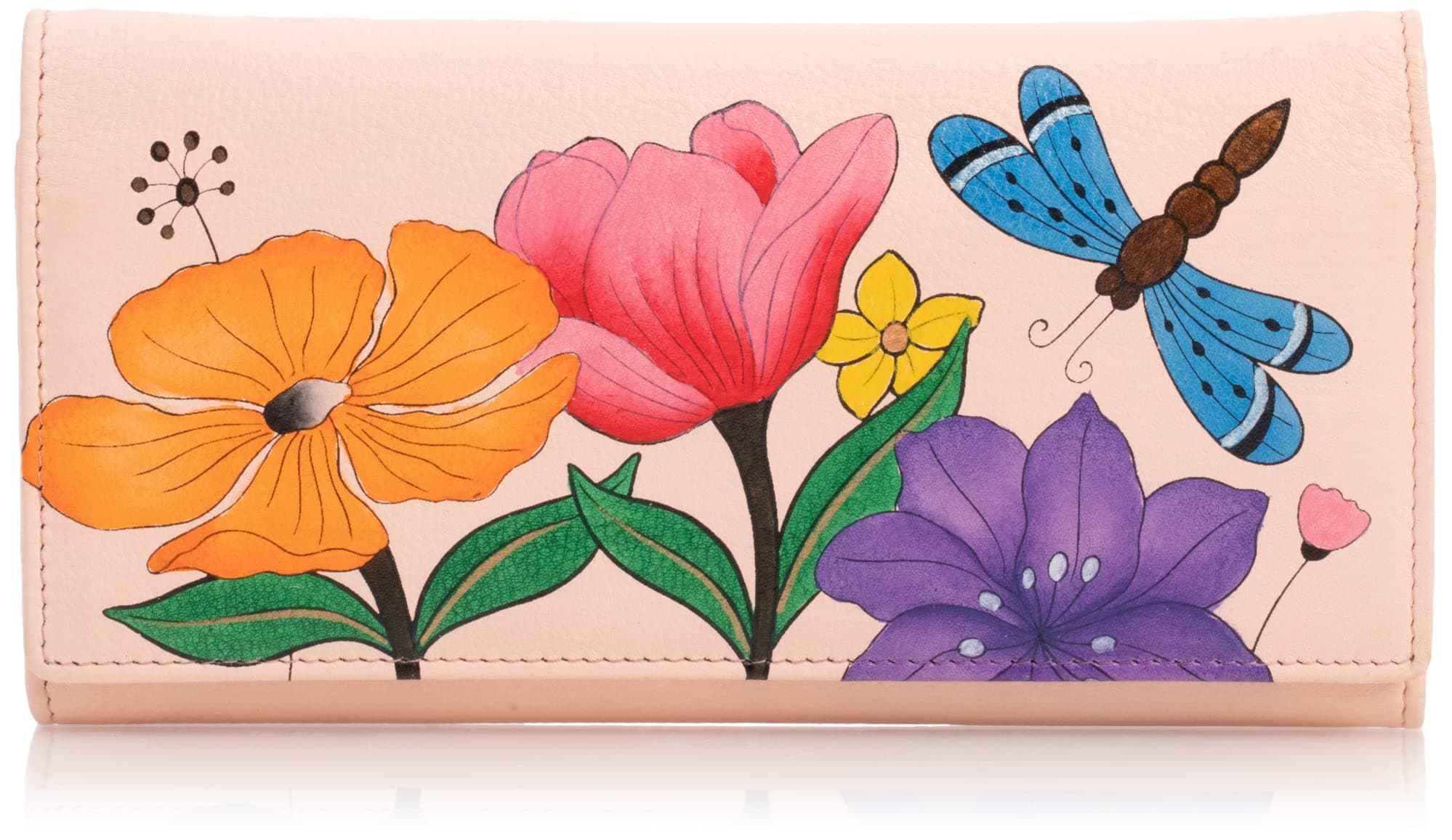 Hand Painted Genuine Leather Ladies Multi Pocket Wallet