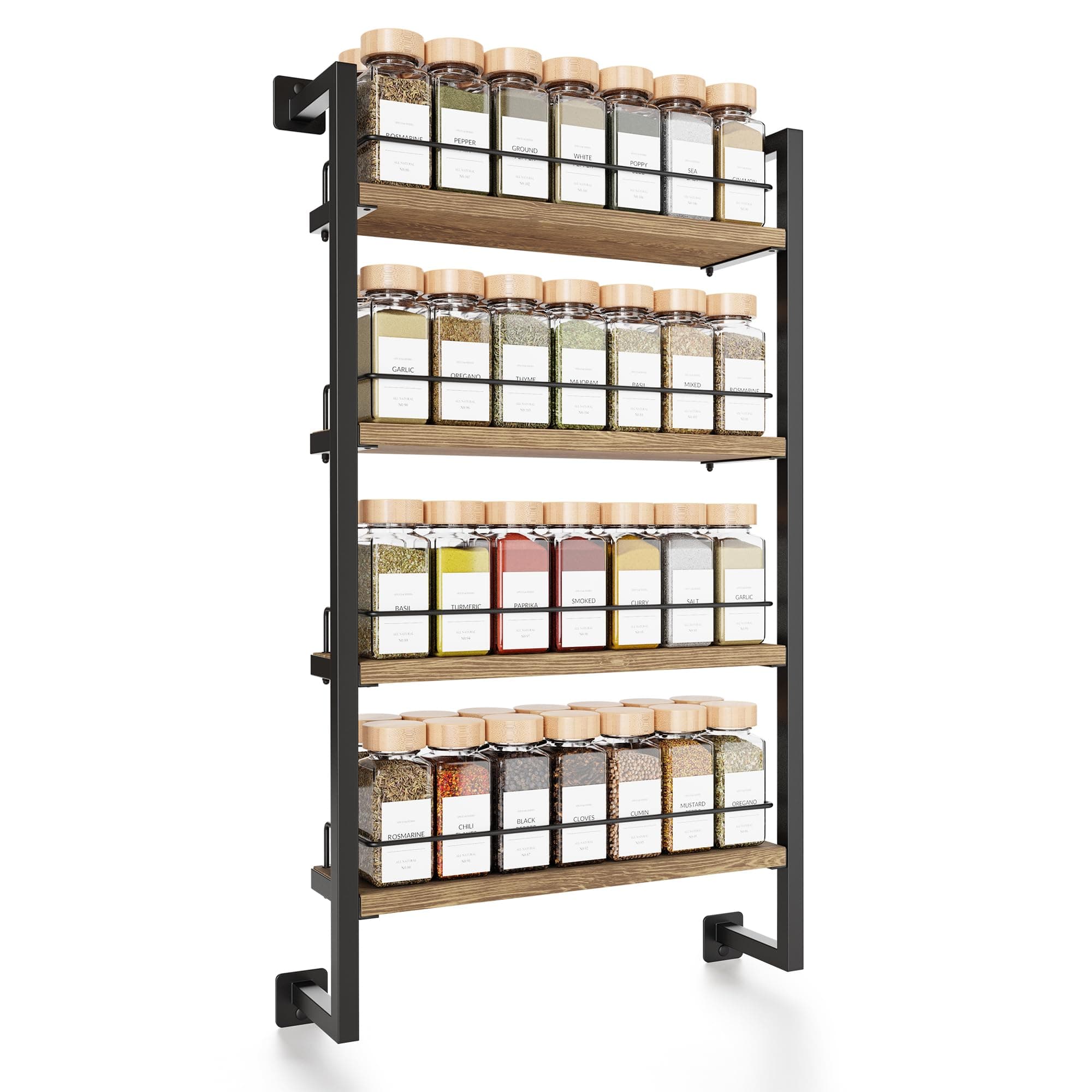 Space Saving Spice Rack Organizer Shelf for Wall Mount - Easy To Install Modern Hanging Racks For up to 56 Jars - Perfect Seasoning Organizer For Your Kitchen