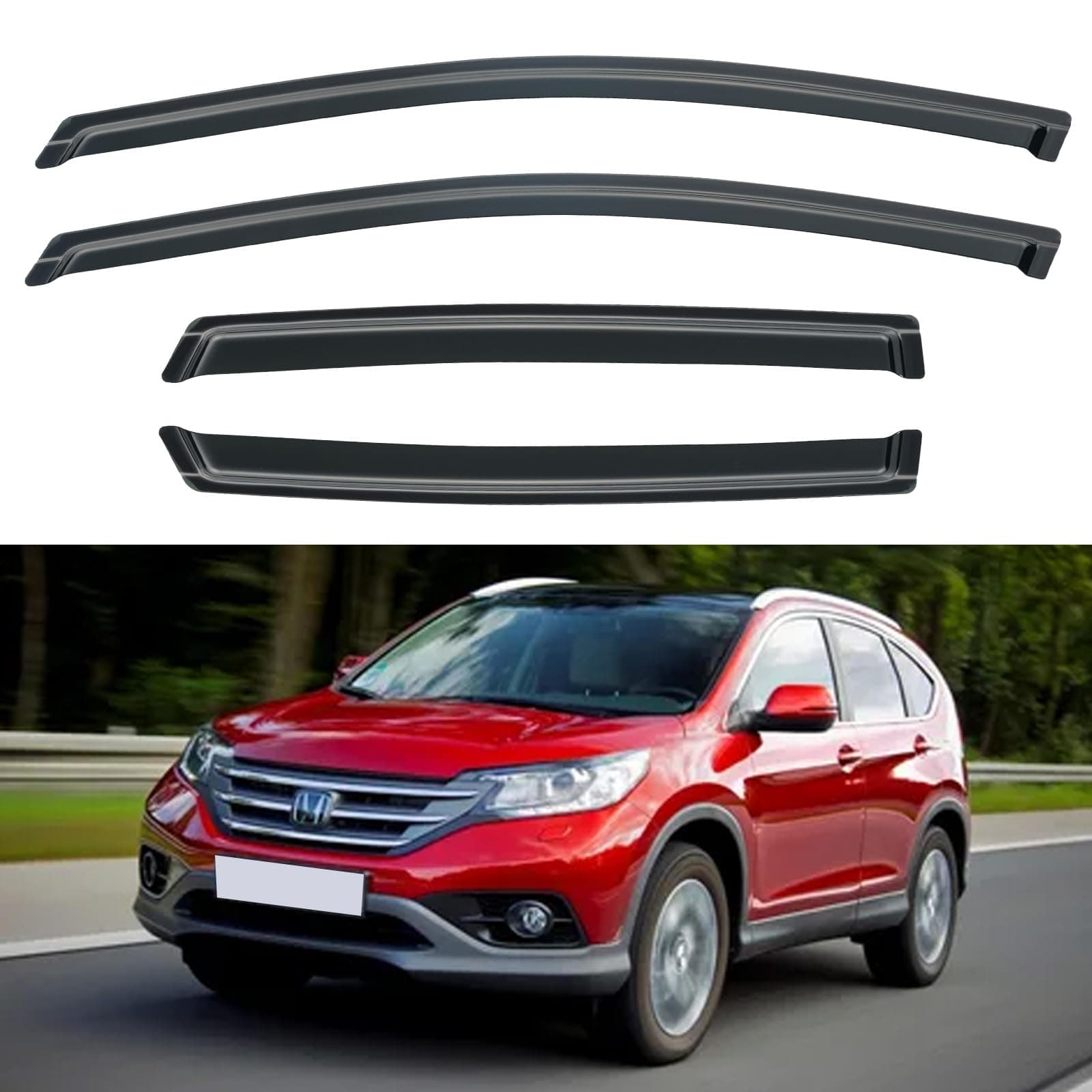 Window Visors Rain Guards for 2012 2013 2014 2015 2016 Honda CRV, Out-Channel Window Vent Wind Deflectors Visors Shades for 12 13 14 15 16 CR-V SUV
