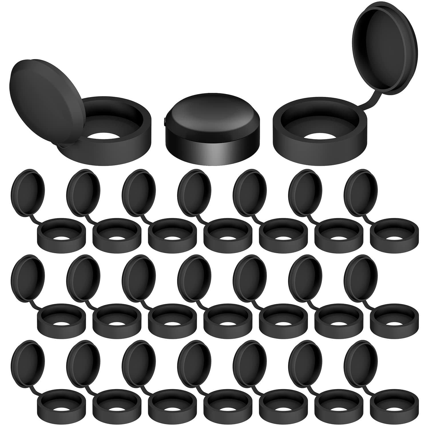AIEX 100pcs Plastic Hinged Screw Cover Caps - Black Folding Caps for Covering Screw Heads and Protection (S)