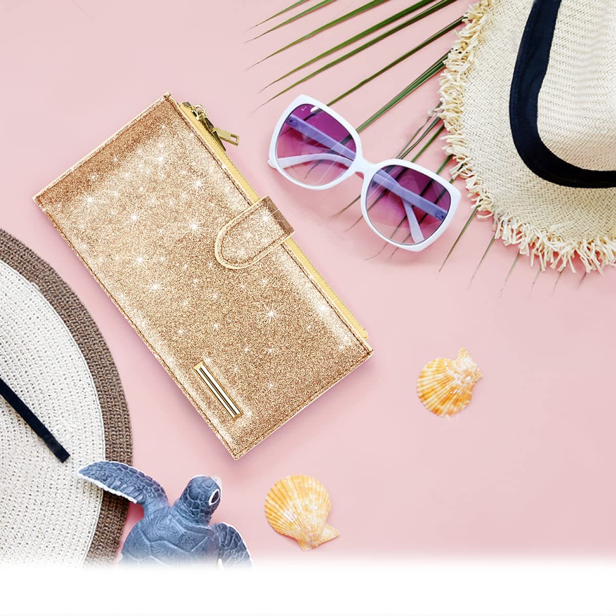 Large Capacity Wallet for Women RFID Blocking Card Organizer Bifold Wallet for Women with Zipper Pocket