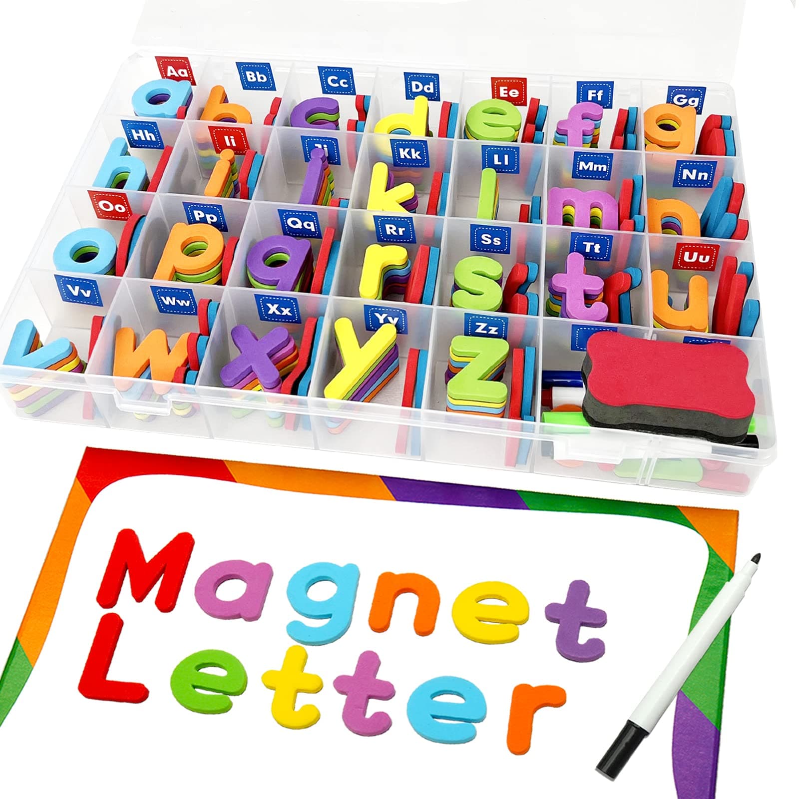 Classroom Magnetic Alphabet Letters - ABC 237 Pcs Letters Numbers & Pattern with Side Magnetic Board Foam for Kids Spelling | Learning