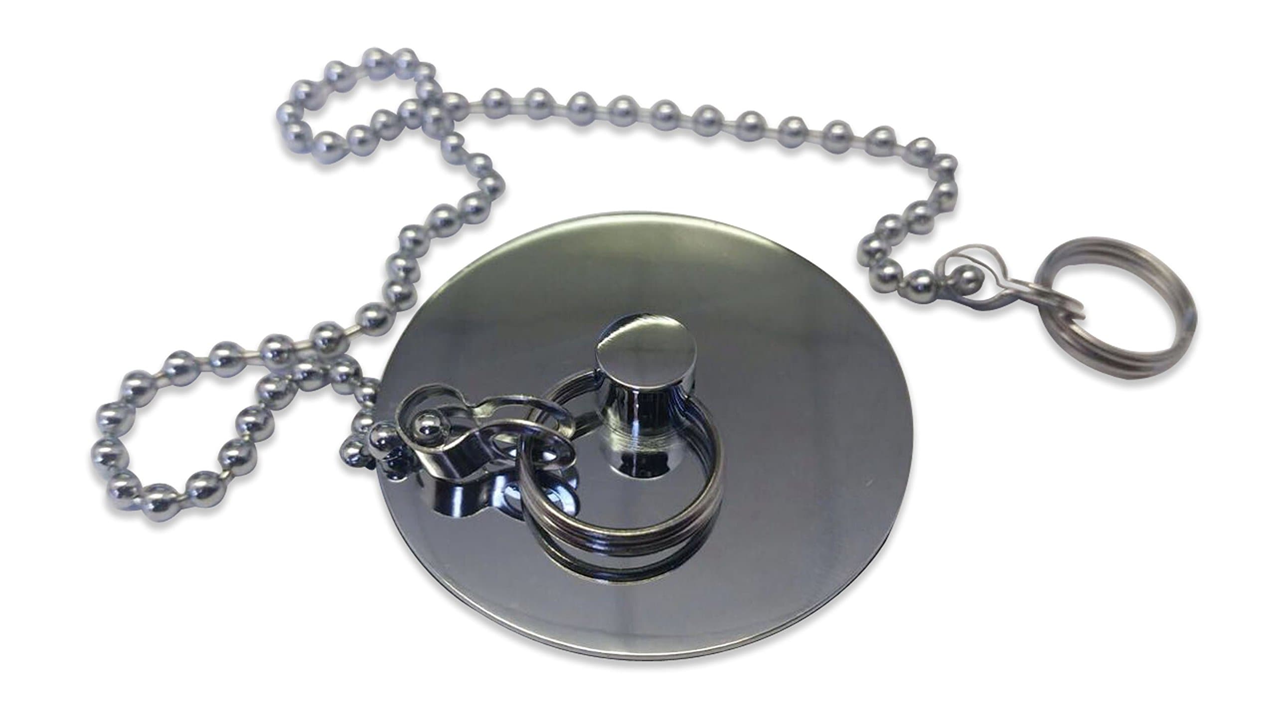 Sixovus Bath Plug 1 3/4" (45mm) Chrome Sink Stopper/Plugs With Chain Fits Most Sinks and Bath Tubs