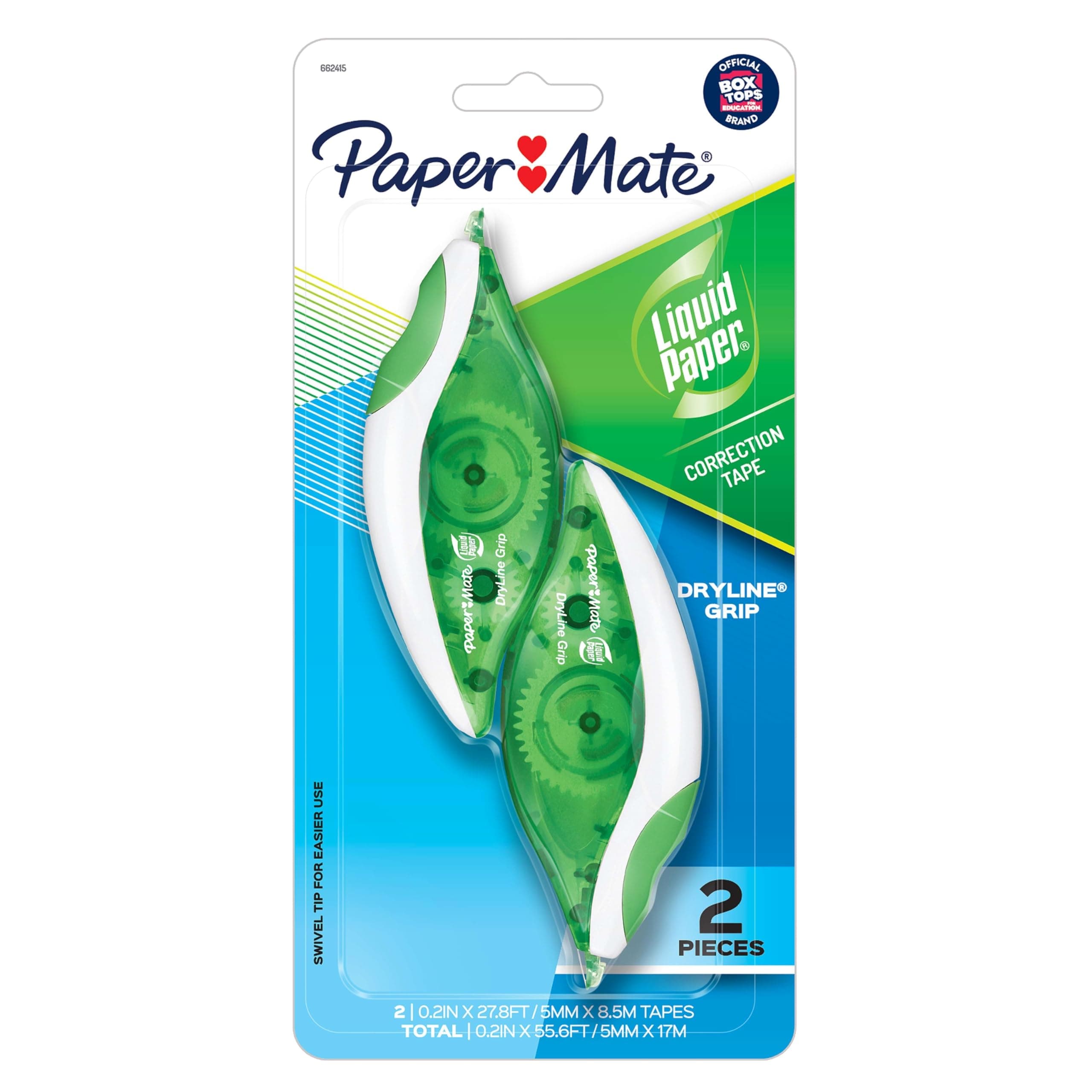 Paper Mate Paper Mate Liquid Paper DryLine Grip Correction White Tape, 2 Count
