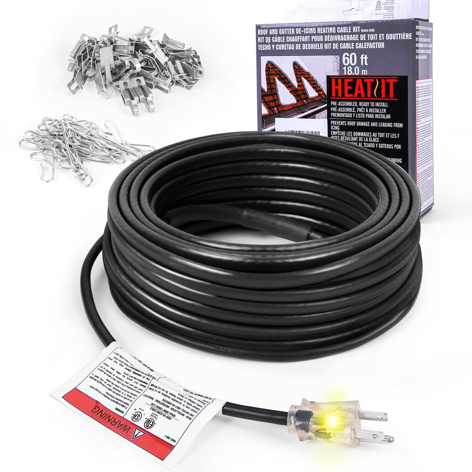 HIRD 120 feet 5 Watts Per Foot Roof & Gutter Snow De-Icing Cable