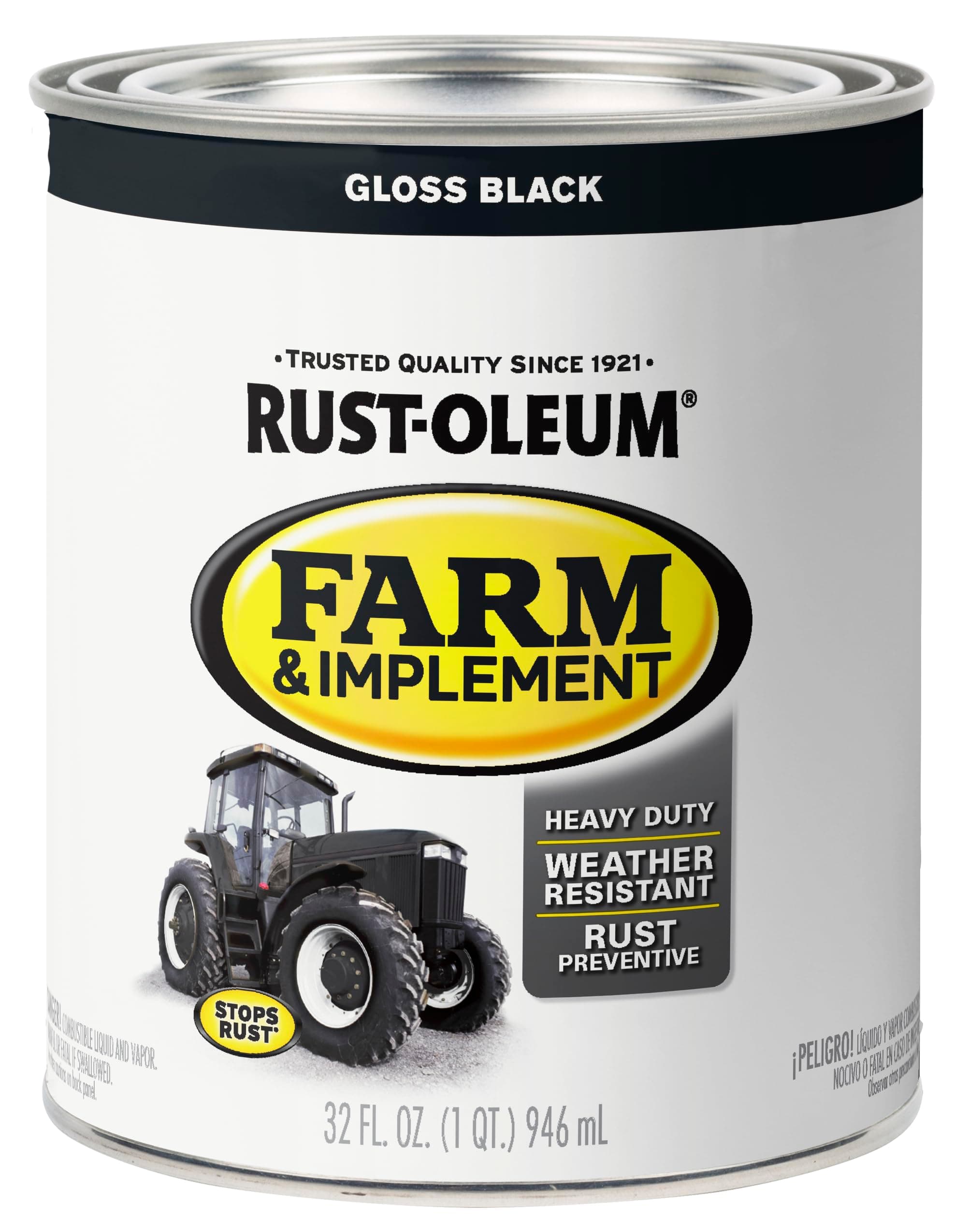280104 Farm & Implement Enamel Paint, Quart, Gloss Black, (Pack of 1)