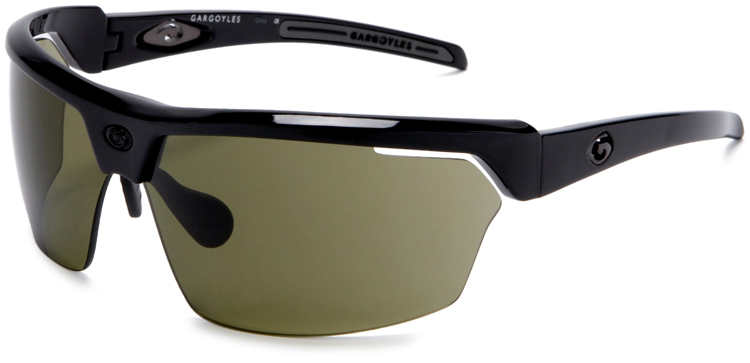 Gargoyles Men's Cardinal Sport Sunglasses,Black Frame/Green Lens,One Size