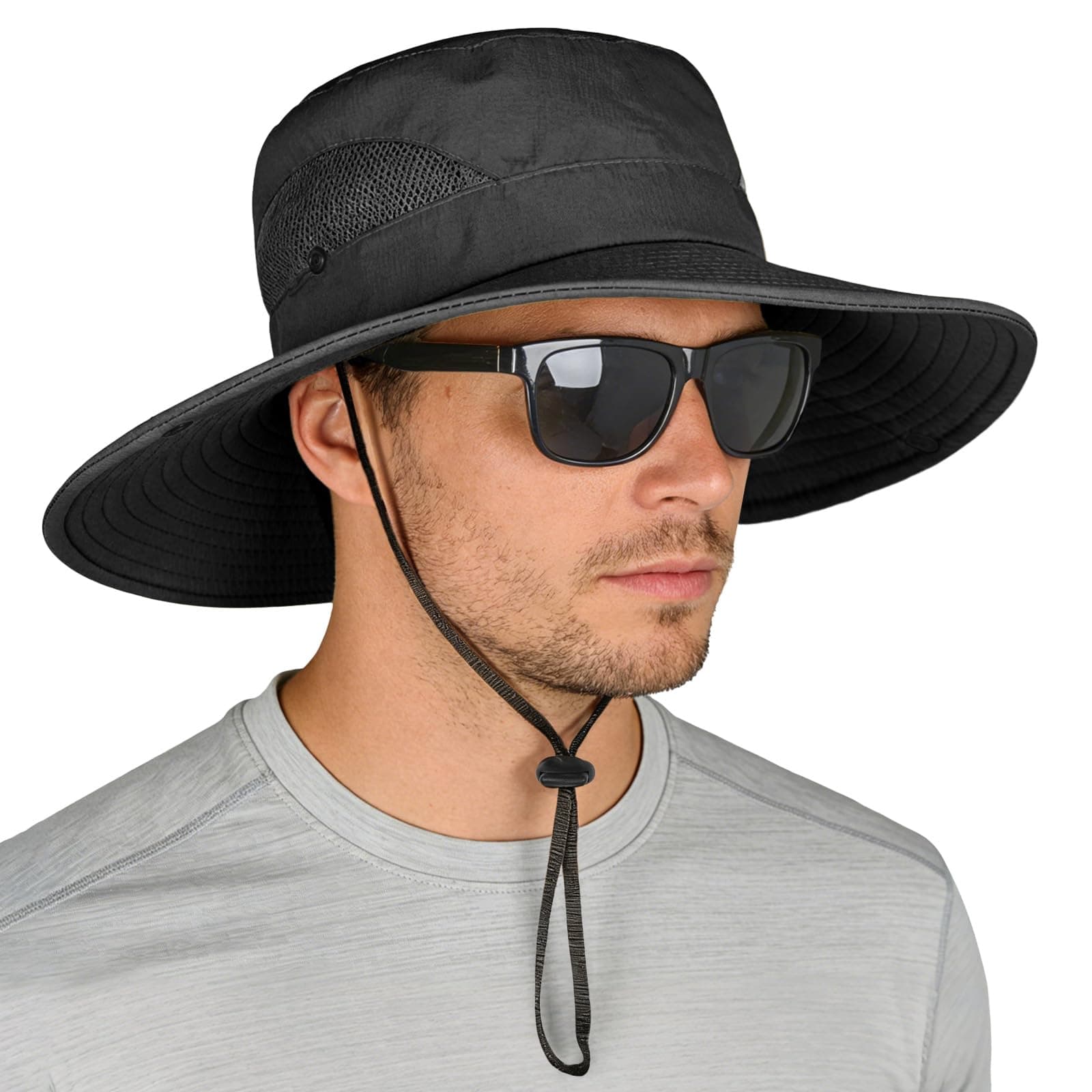 ZOORON Sun Hats for Men Women, Wide Brim Safari Hats UV Protection UPF50+ Waterproof Boonie Hats for Fishing Hiking Camping