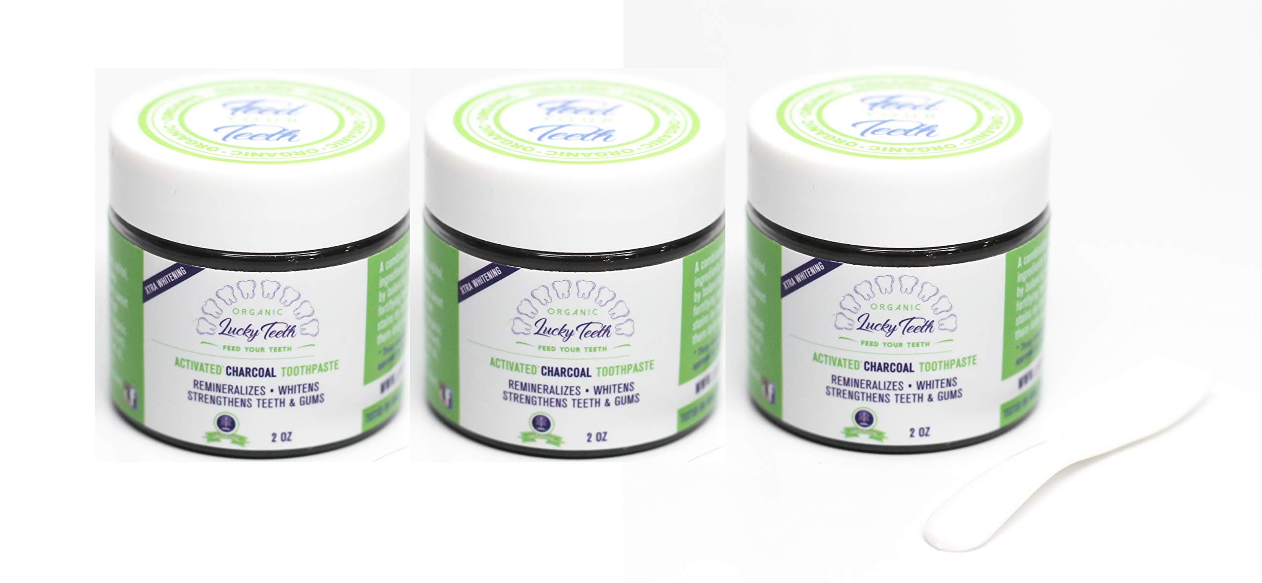 Charcoal Toothpaste Xtra Whitening Toothpaste - by Lucky Teeth - All Natural, Organic, Remineralizing and Fortifying (3 Pack)