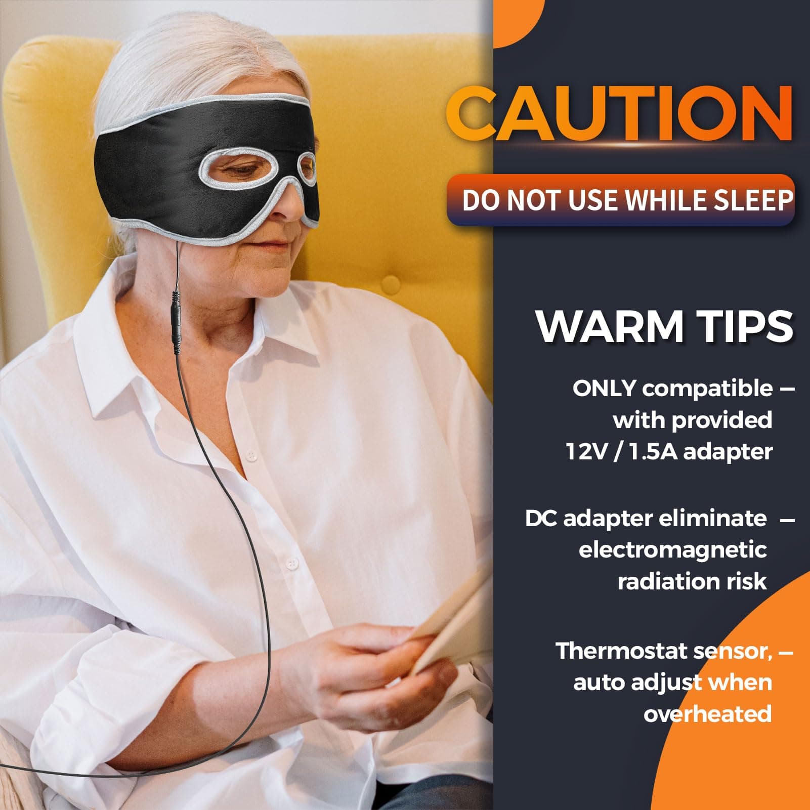 Sinus Relief Mask with 3 Heat Settings for Sinus Pressure Headache Relief, Extra Large Heated Eye Mask Electric Heating Pad for Face, Sinusitis, Dry Eye Therapy, Tension Headache Relief