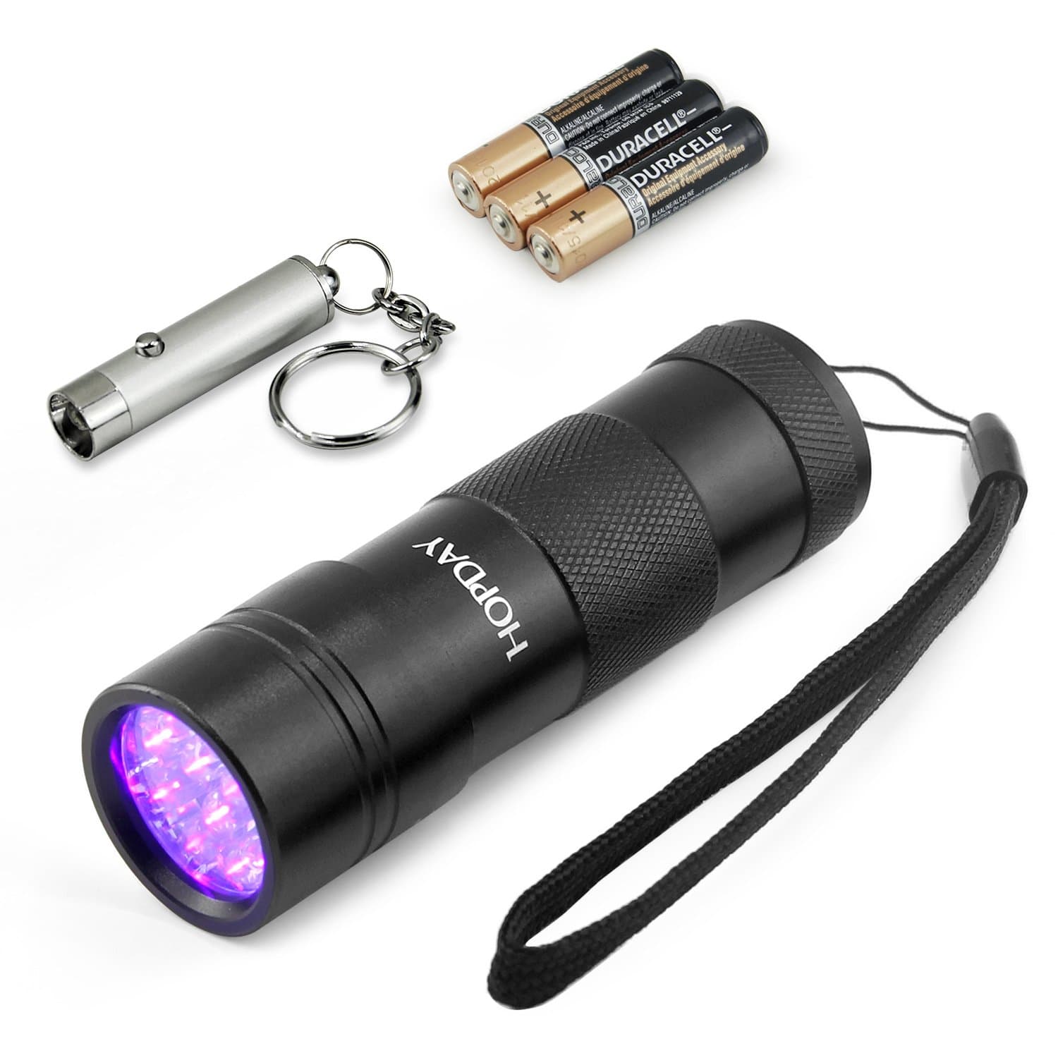 HOPDAY Powerful UV Flashlight Black Handheld 390-410nm wavelength 12 Ultraviolet LED Lights For Home and Hotel Inspection Perfect Pets Urine and Bed Bug Detector With 3 AAA Batteries