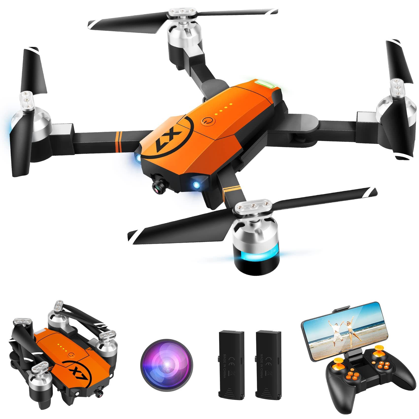 1080P WiFi FPV Quadcopter Drone with Camera - For Adults and Kids, Headless Mode, Altitude Hold, One Key Takeoff/Landing