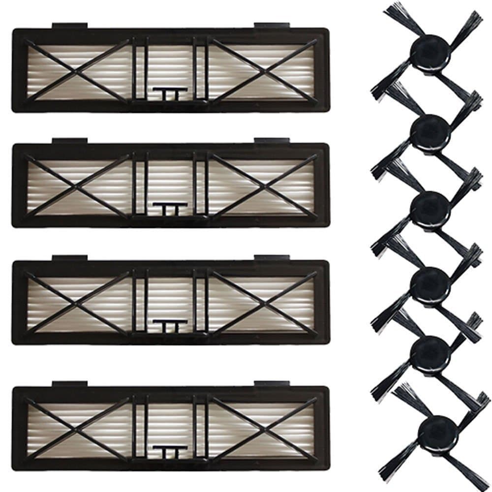 Followhe Type 10Pcs Spare Parts for Neato Botvac D Series D75 D80 D85 & 65 Botvac 70e 75 80 85 including 6 Side Brush & 4 Ultra Performance Filter