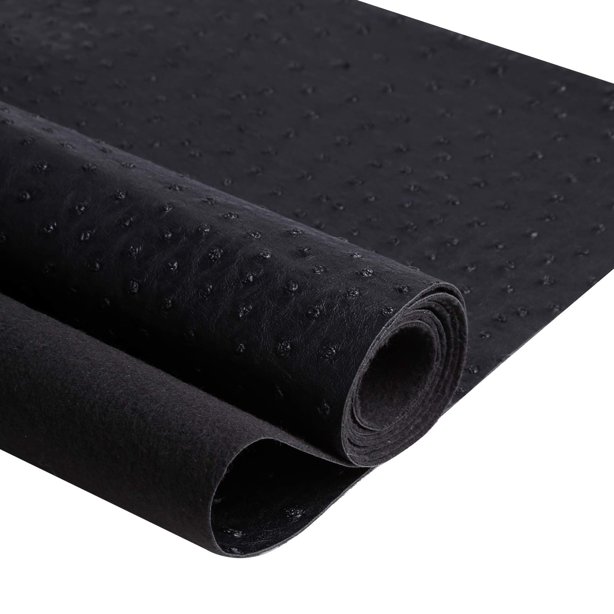 Black Faux Leather Ostrich Fabric 54" Width 1.0mm Thickness Marine Vinyl Upholstery Leather for Handcrafts, DIY, Tooling, Sewing, Hobby Workshops, Crafting Wallets(Pre-Cut 36"x54")