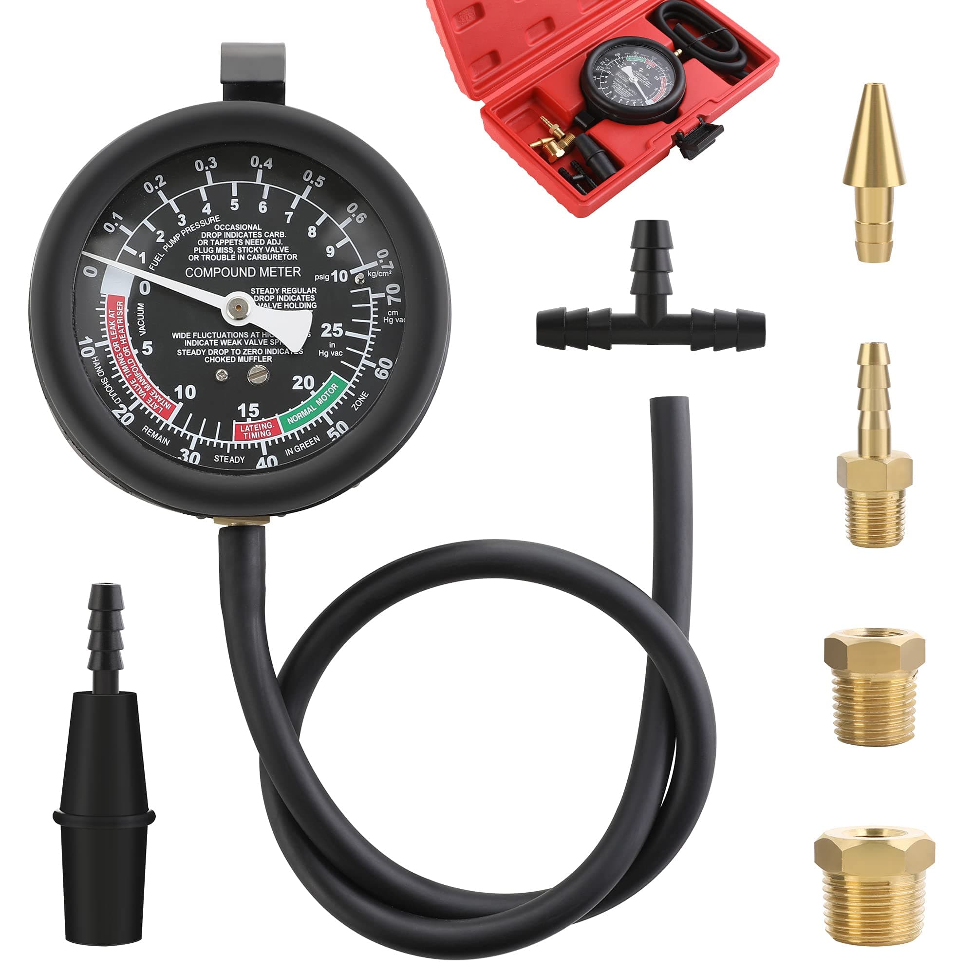 Hromee Fuel Pump and Vacuum r Gauge, Carburetor Pressure Diagnostics Leakage Tool Kit