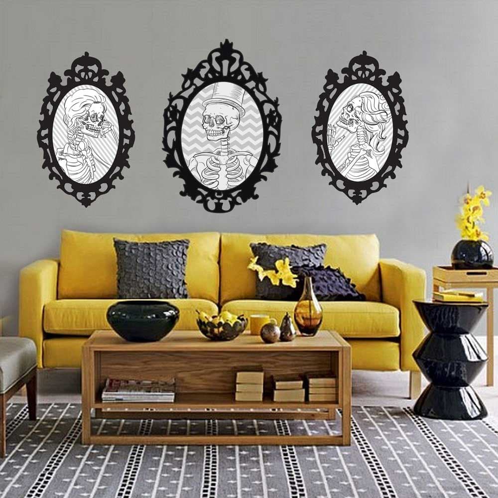 Ornate Victorian Skeleton Wall Decal Kit- Halloween Skull Wall Decal by Chromantics
