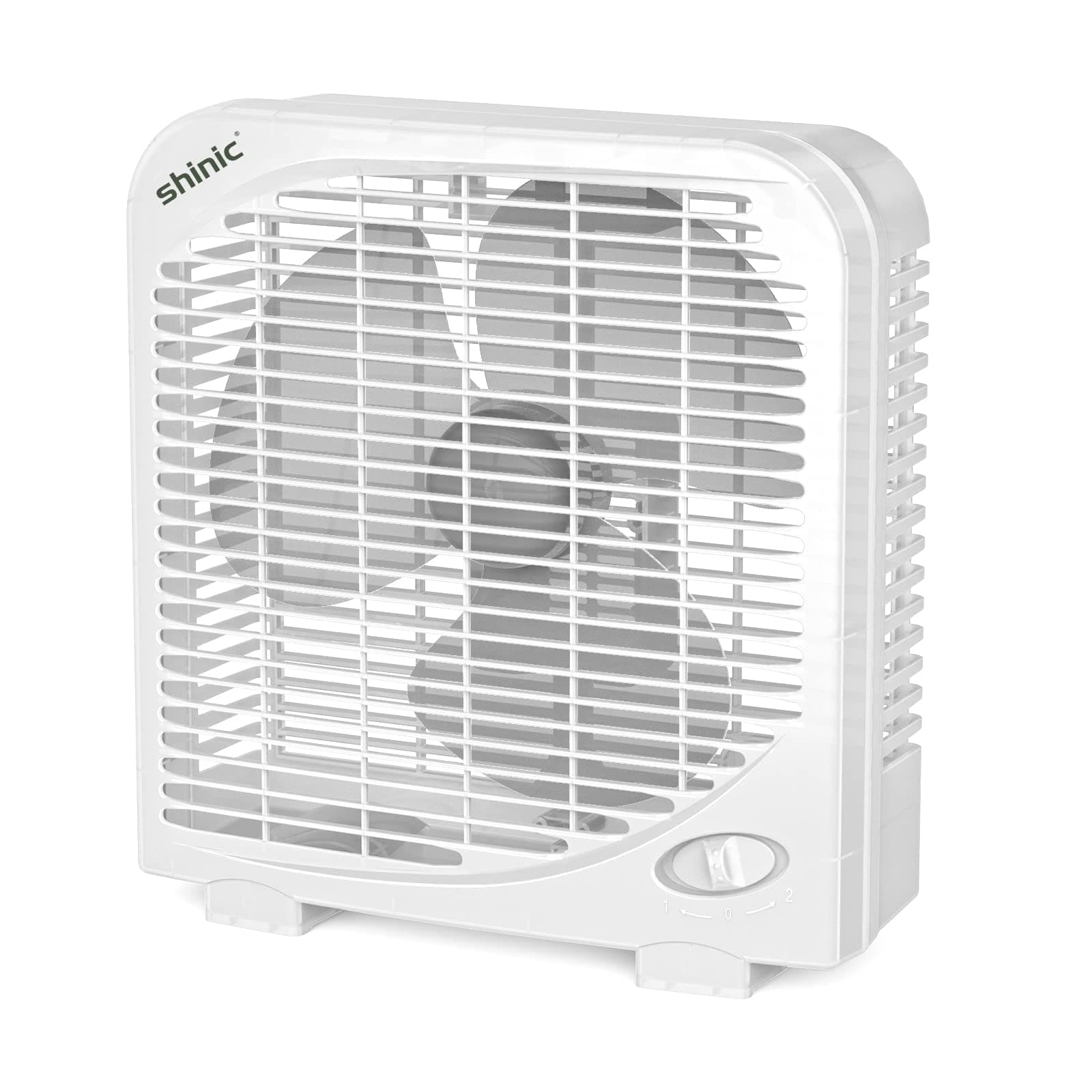 10" Tabletop Box Fan for Bedroom, 2 Speeds, Quiet Table Fan with Strong Airflow, Energy Efficient Small Box Fan, Portable Kitchen Exhaust Fan for Bedroom Bathroom Office Dorm Workshop, White