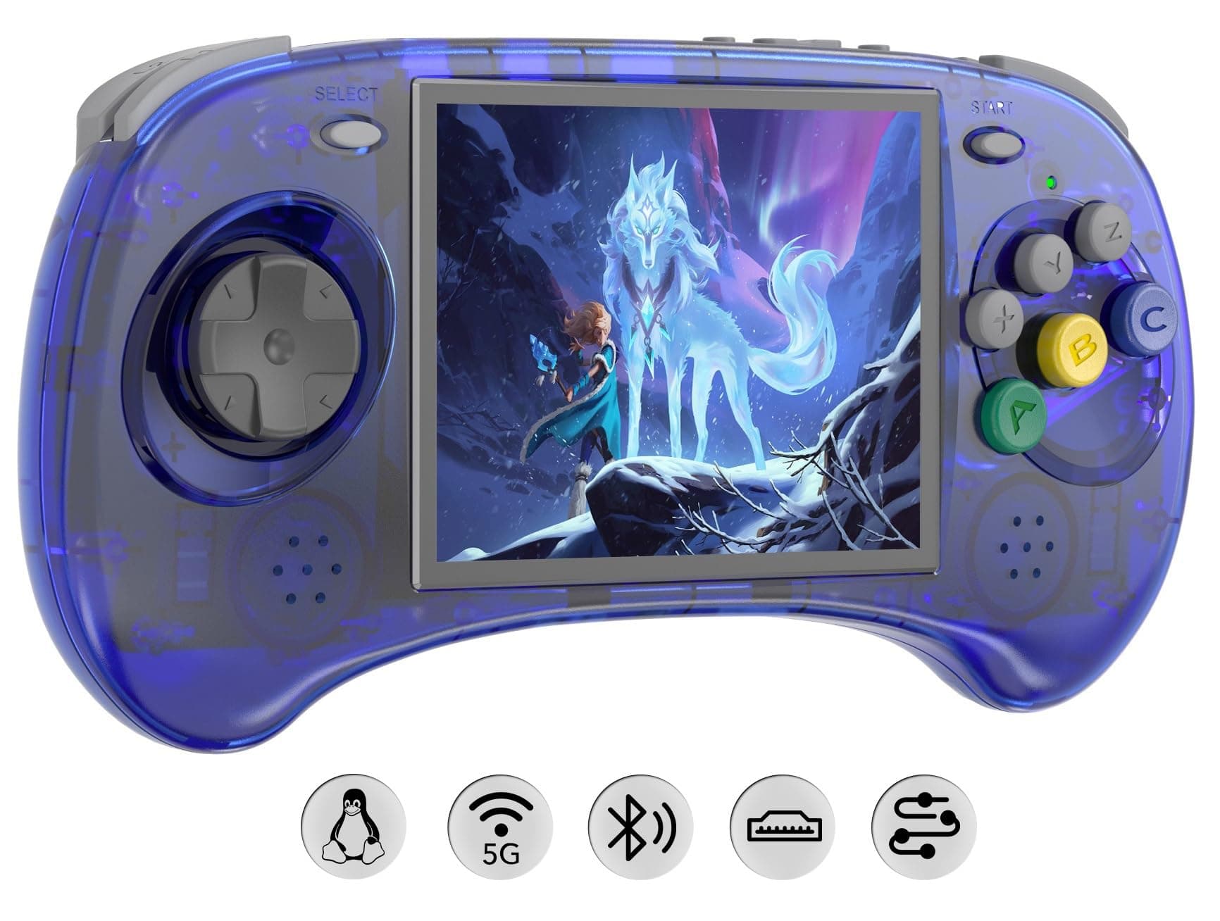 RG ARC S Retro Handheld Game Console , Single Linux System with 128G SD Card 4541 Games Support 5G WiFi 4.2 Bluetooth Moonlight Streaming and TV Out (Transparent Blue)