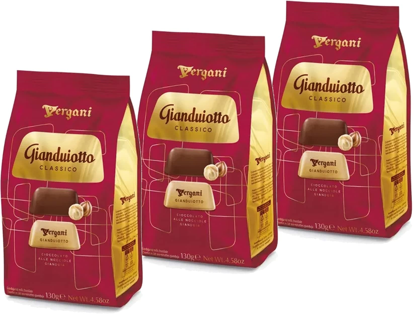 Italian Gianduiotto Imported Chocolate From Italy Pack of 3-13.74oz - Hazelnut Milk Chocolate Praline Gianduja,