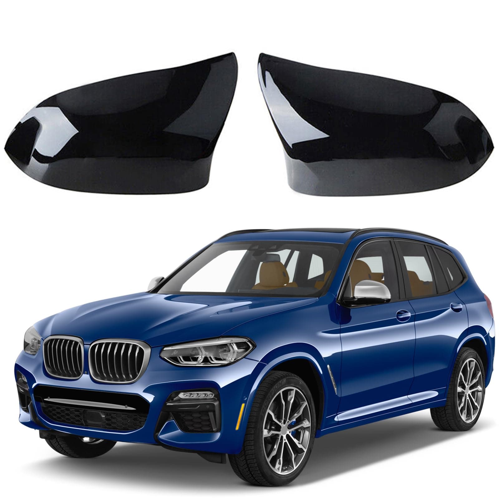 Compatible with 2014-2018 F15 X5 F16 X6 F25 X3 F26 X4 Side Rear View Mirror Cover Cap M Style Glossy Black