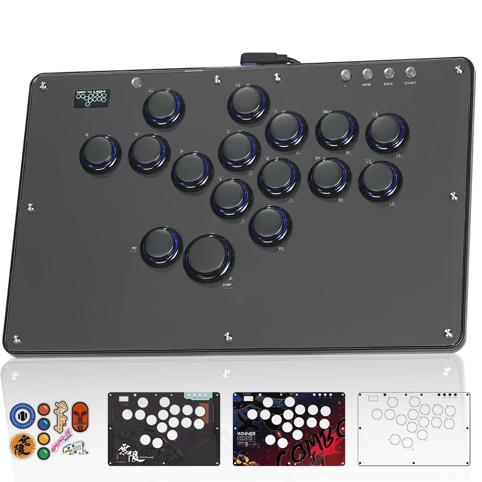 Sehawei Haute42 Arcade Stick U16 All-Button Gamerfinger with Custom RGB & Turbo Functions,Arcade Controller Street Fight for PC/Ps3/Ps4/Switch/Steam Game Keyboard-Supports Hot Swap & SOCD
