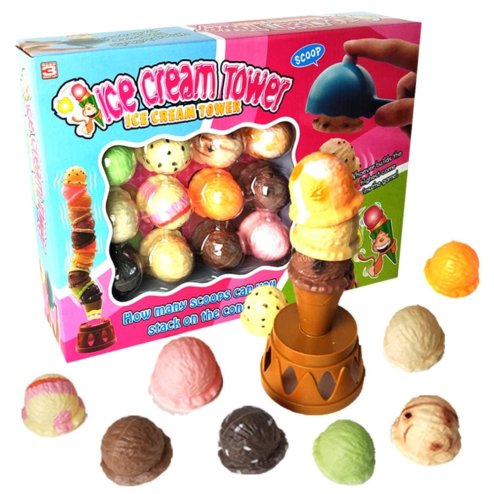 Balance Game Toy Ice Cream Stacking Tower Food Pretend Play Set for Kids