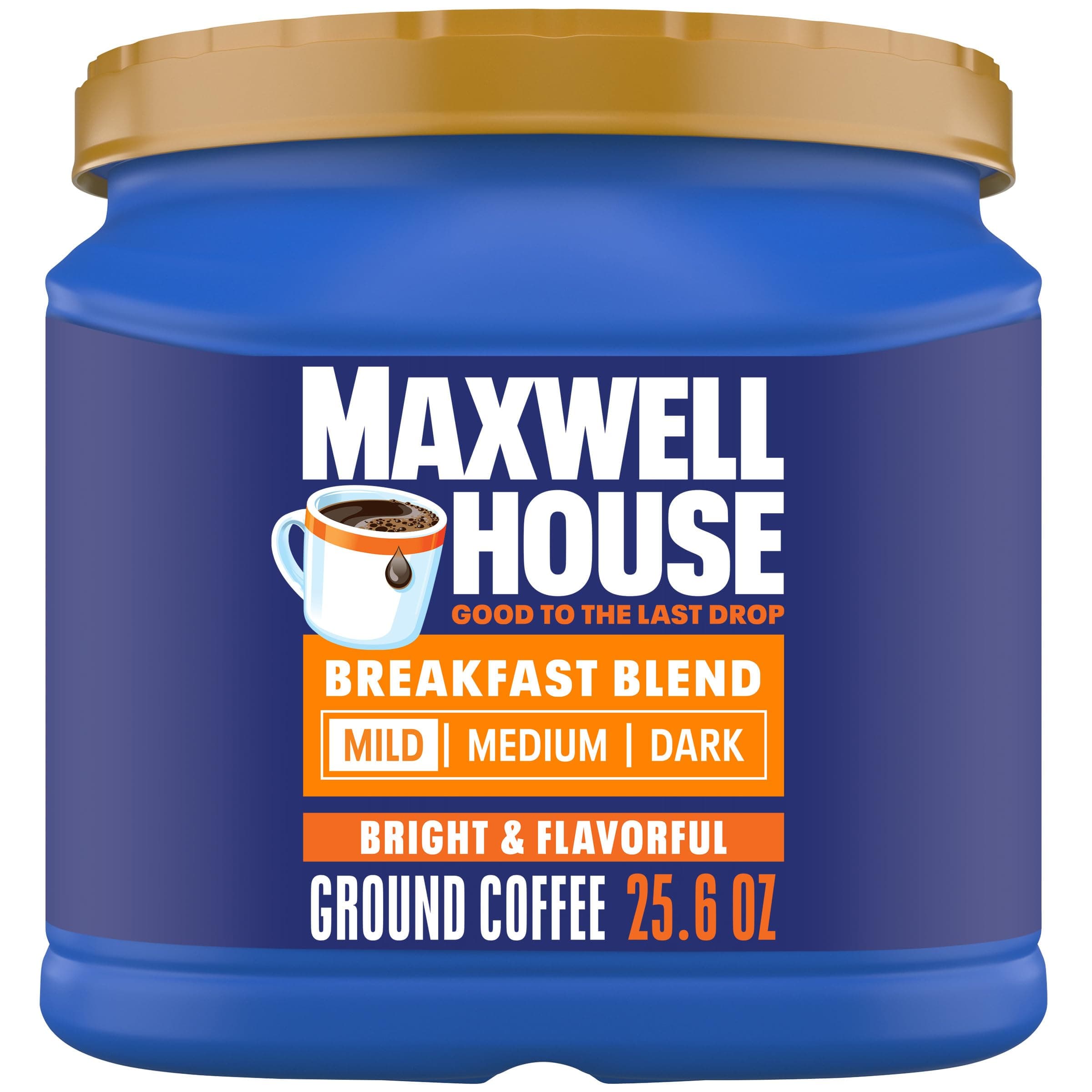 Breakfast Blend Mild Roast Ground Coffee, 25.6 oz Canister