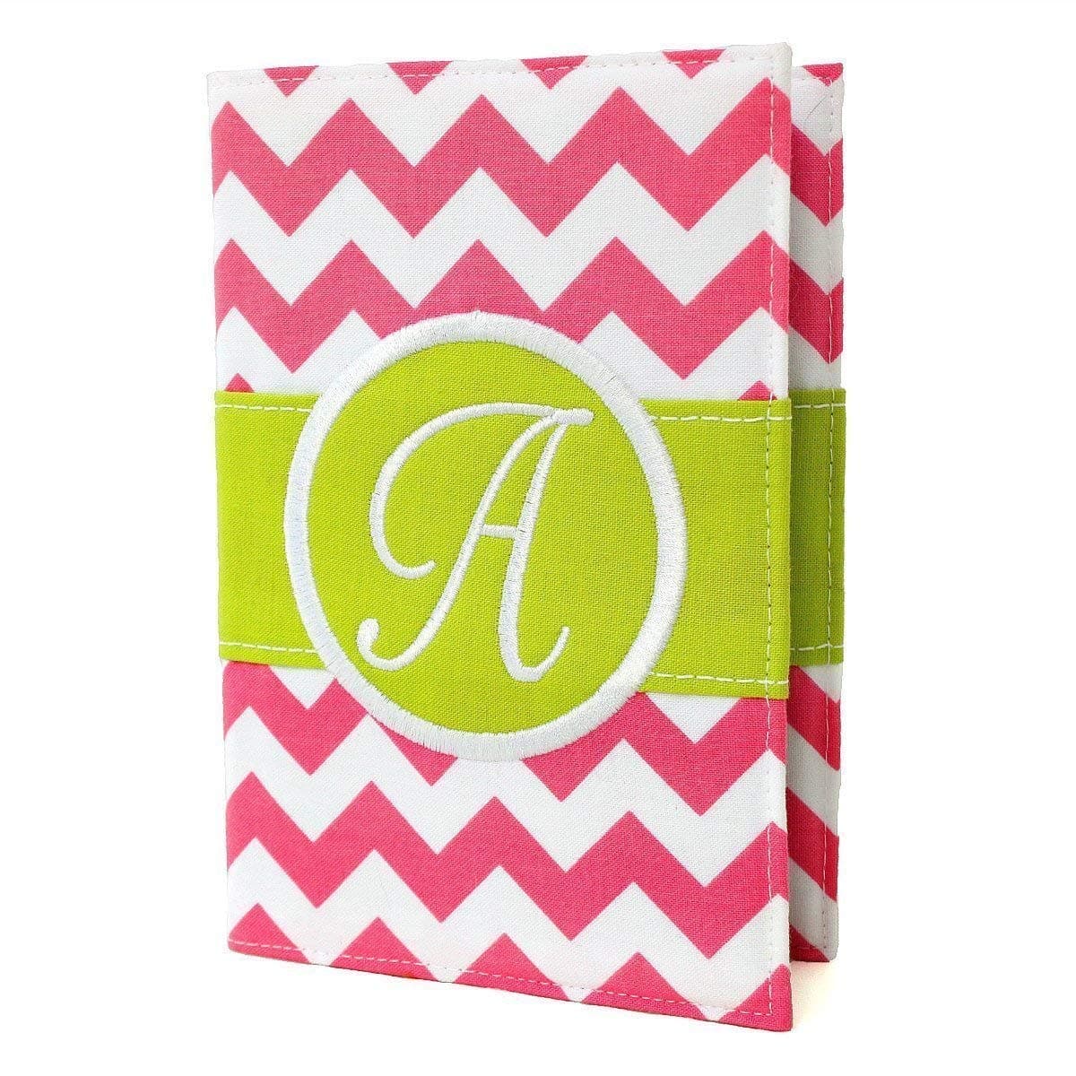 Custom Monogrammed Journal or Sketchbook with Reusable Fabric Cover - 11 Chevron Color Choices