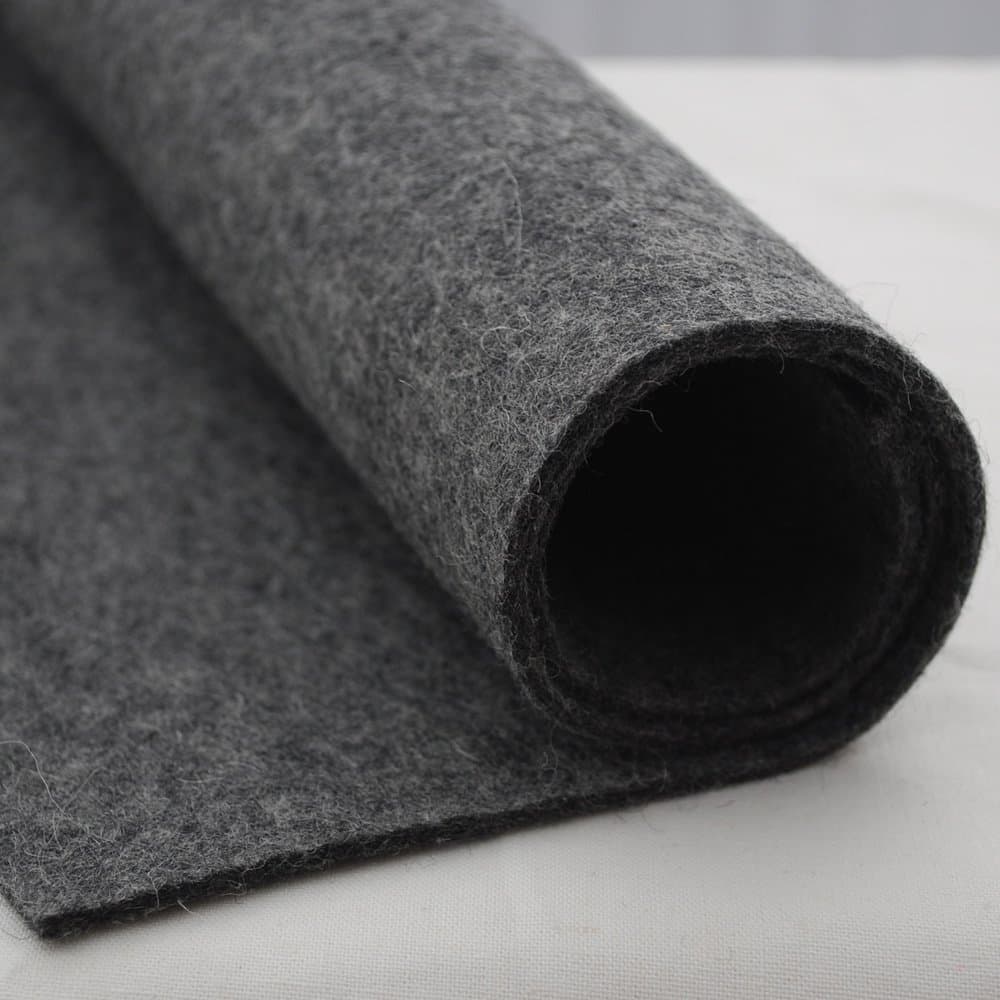 100% Wool Felt Fabric - 3mm Thick - 90cm Wide x 0.5 Metre Long (Mottled Dark Grey)