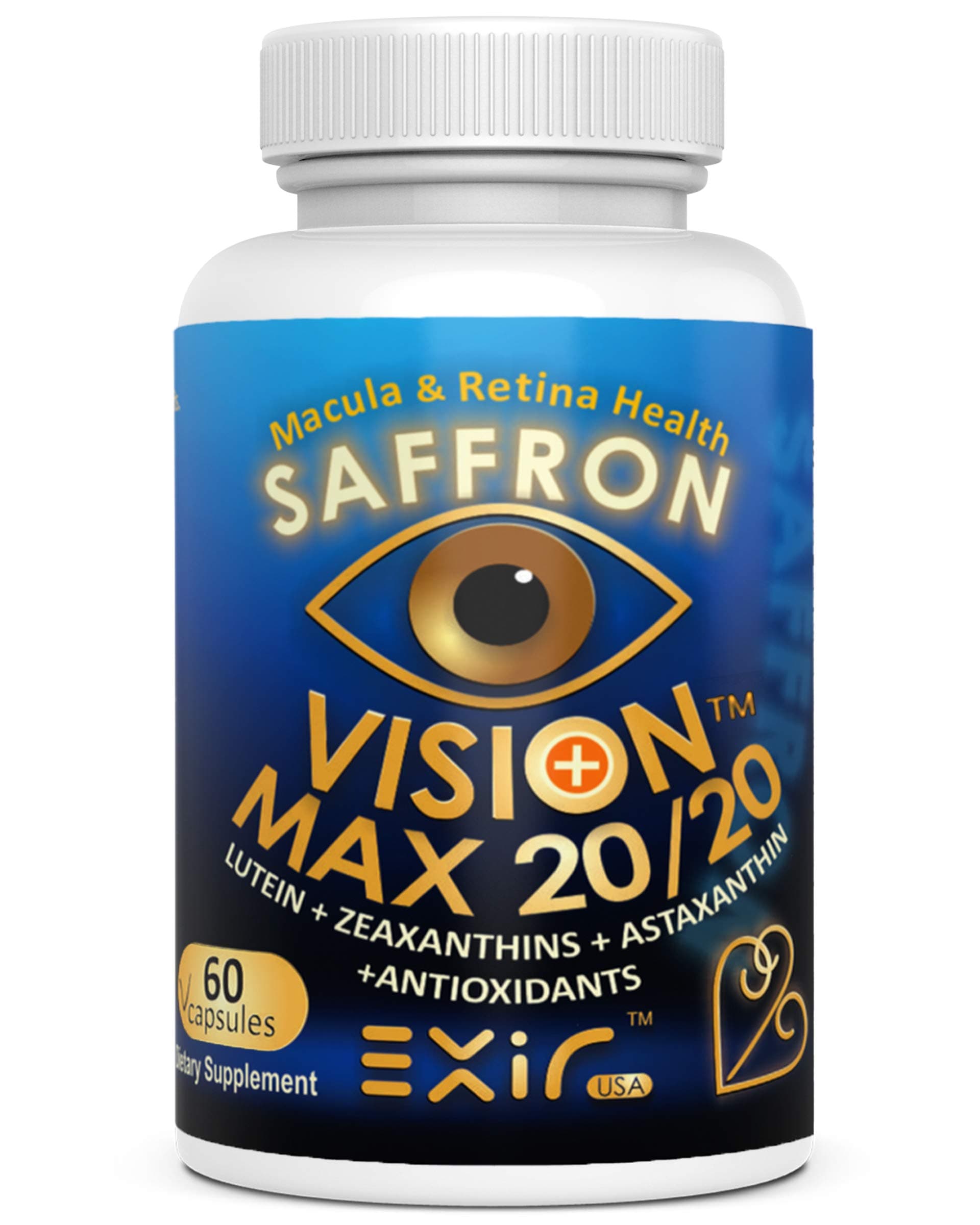 EXIR Vision Max 20/20® Advanced Formula Vision Macula & Retina Health Support, 60 Capsules, Made in U.S.A.