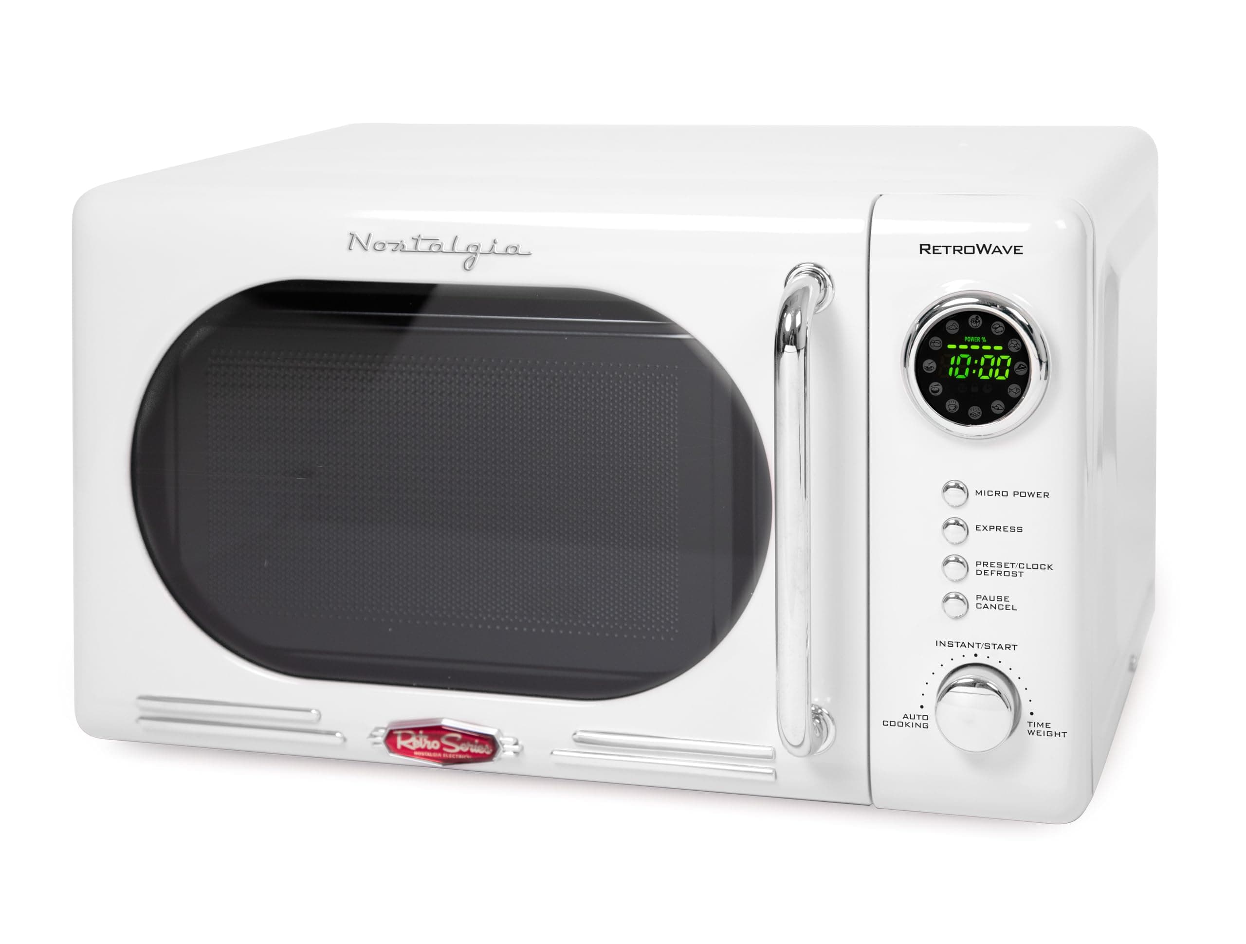 Retro Compact Countertop Microwave Oven - 0.7 Cu. Ft. - 700-Watts with LED Digital Display - Child Lock - Easy Clean Interior - White