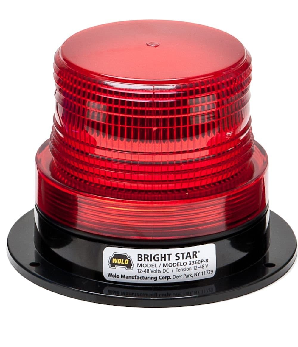 Wolo(3360P-R) Bright Star Emergency Warning Strobe Light - Red Lens, Permanent Mount